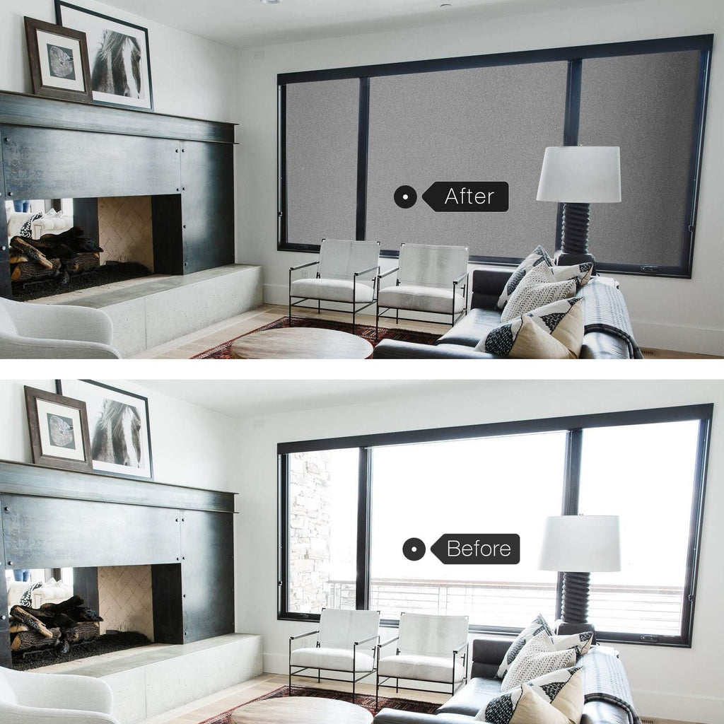 HIDBEA Frosted Window Privacy Film - Non Adhesive Static Cling Glass Stickers Sun UV Blocking Heat Control Door Covering Decals for Home Office, Frosted Gray, 17.5 x 78.7 Inch