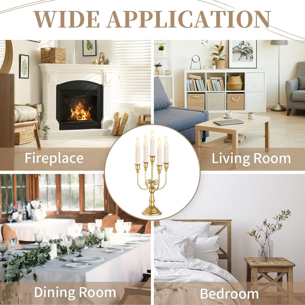 Sziqiqi Gold Candlestick Holder Candelabra - Taper Candle Holders for Wedding Centerpiece 5-Arms Candle Stick Stands for Candlelight Dinner Table Christmas Mantel Festivals