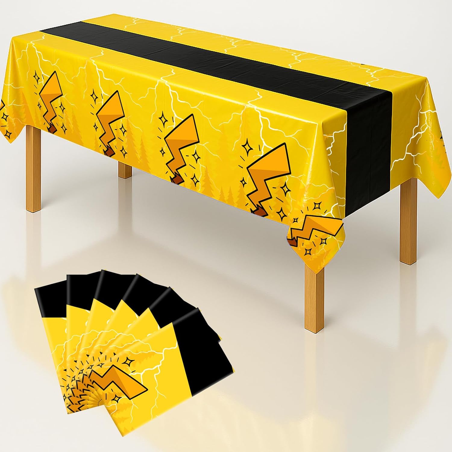 6-Pack Yellow Cartoon Plastic Birthday Tablecloths - 54x108in Rectangle Party Table Covers for Little Ones & Adults, Durable Birthday Party Decorations