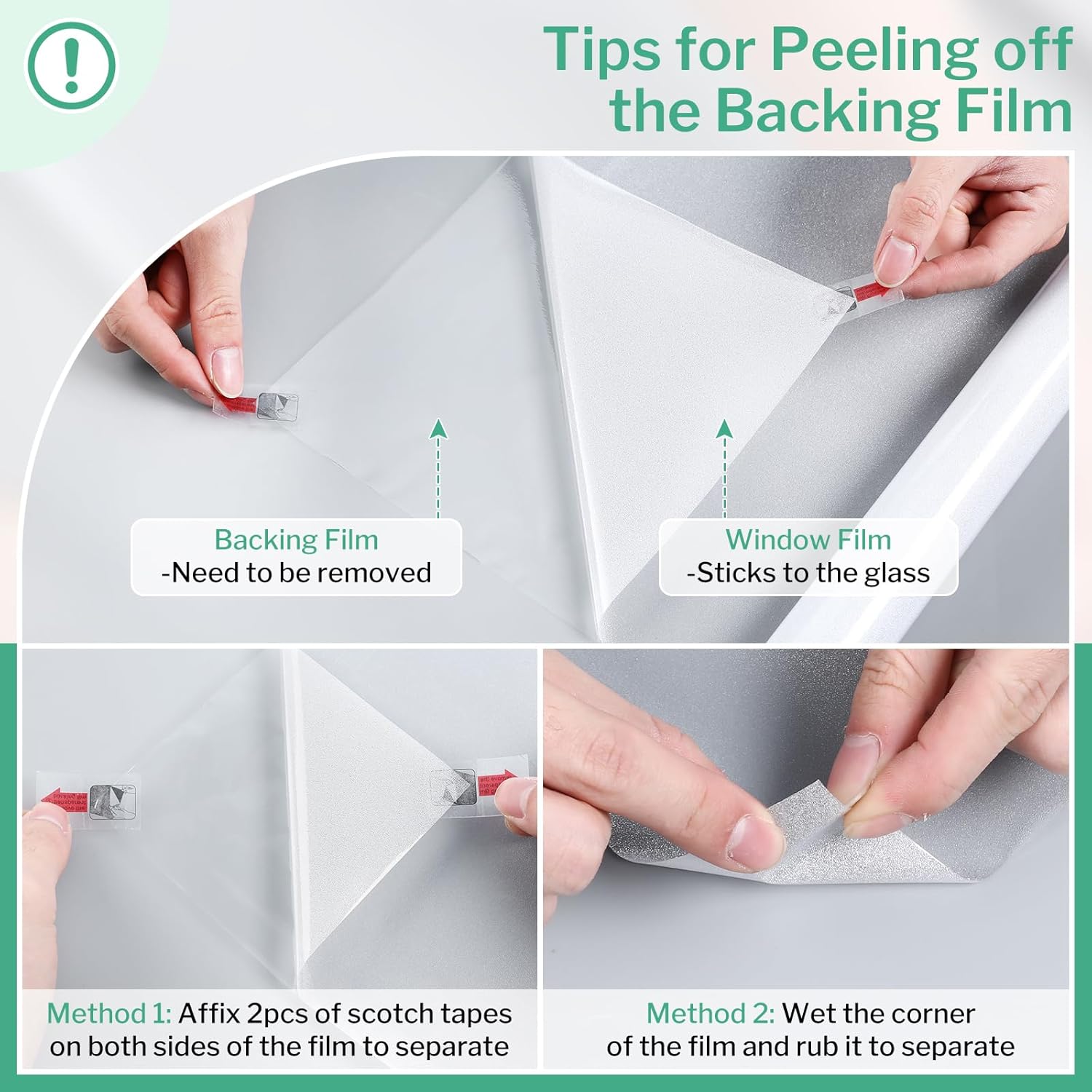 DOWELL Window Privacy Film, Frosted Glass Window Film, Static Cling Non-Adhesive Glass Clings, Sun Blocking Opaque Coverings, Reusable Door Stickers for Bathroom Home Office, Pure, 17.5" x 78.7"