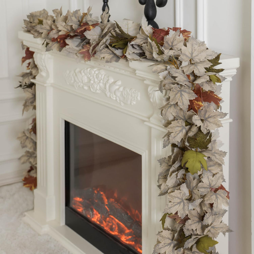 PARTY JOY 6PCS Leaf Garland, 5.6Ft Halloween Garland Artificial Maple Leaf Autumn Hanging Fall Vines Thanksgiving Decorations Fall Decor