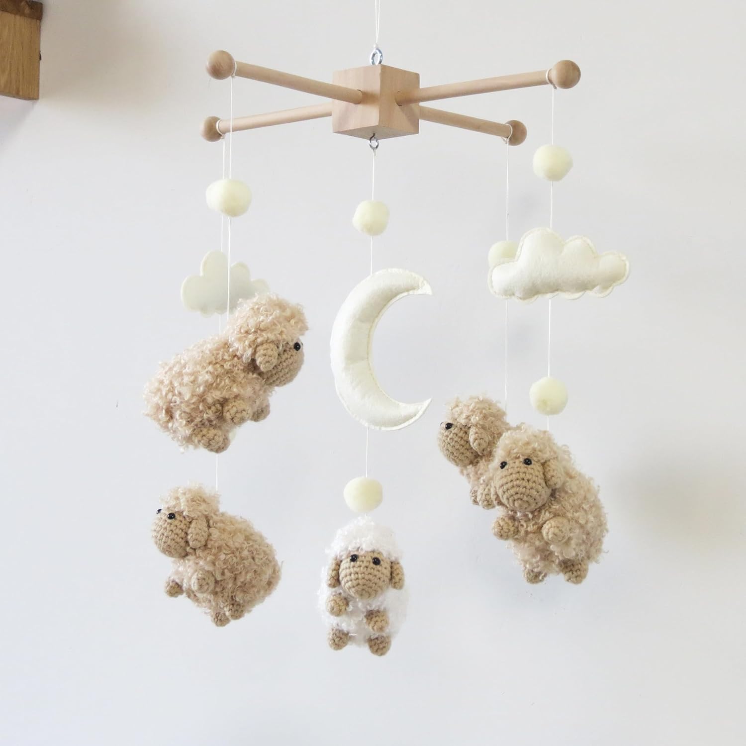 Sheep Crib Mobile Neutral Baby Mobile for Crib Sheep Baby Crib Mobile for Girls Boys Boho Nursery Baby Mobile for Bassinet