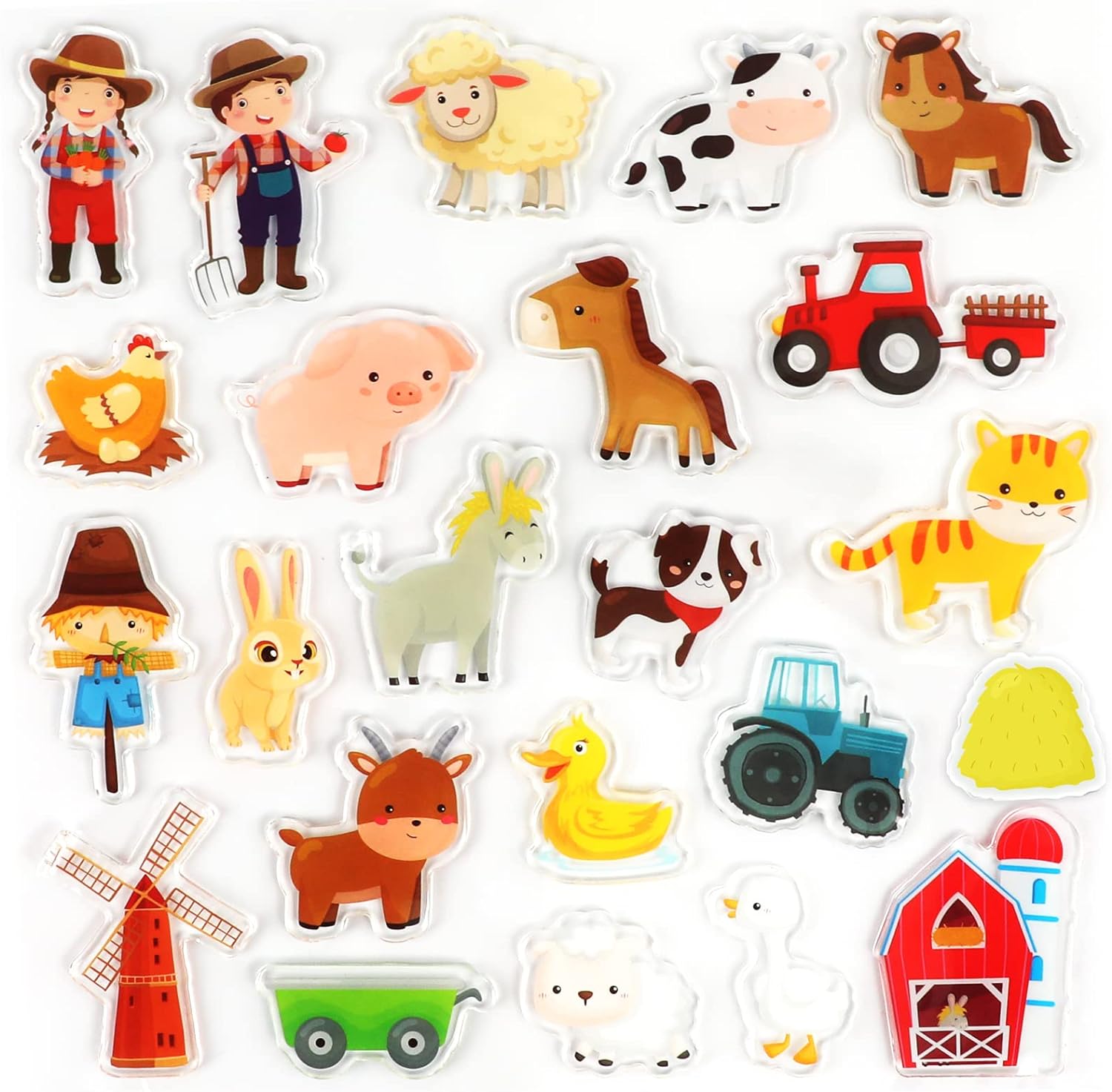 Farm Animals Window Cling Window Thick Gel Clings Decals Stickers for Kids Toddlers and Adults Home Airplane Classroom Nursery Farm Party Supplies Decorations Removable and Reusable 23 PCS