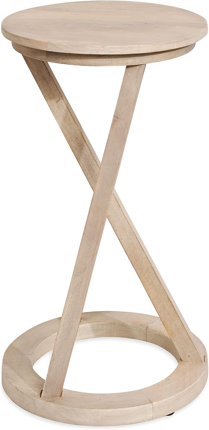 Kate and Laurel Aja Modern Round Side Table, 15 x 15 x 23, White, Decorative Modern Geometric Wood Bedroom Nightstand Table