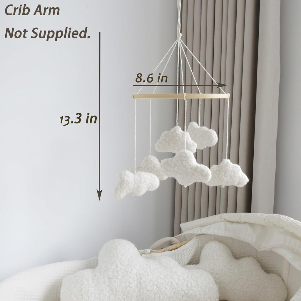 Cloud Mobile for Crib Boho Baby Mobile for Crib Bassinet Boucle Cloud Crib Mobile for Girls Boys Neutral Nursery Mobiles