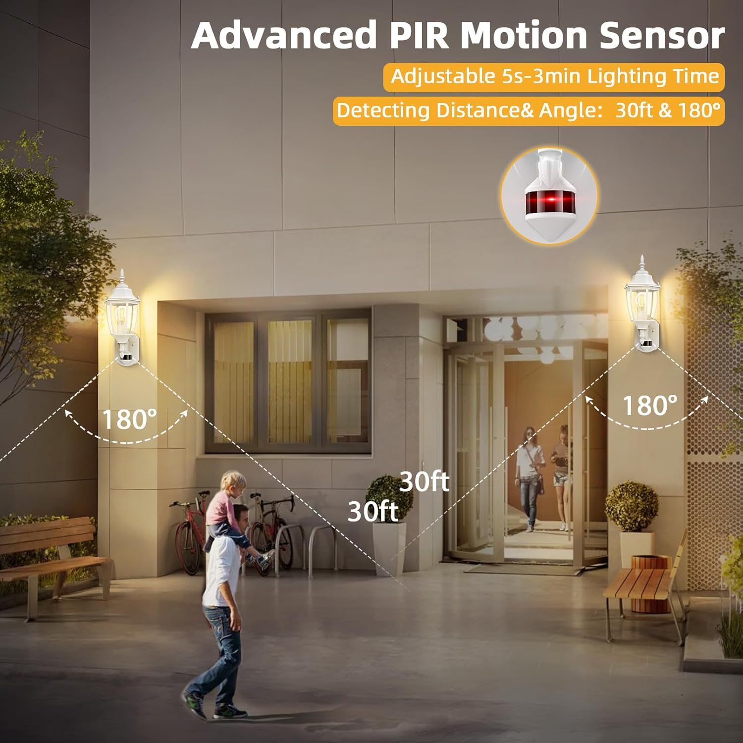 Lamomo Outdoor Wall Sconce, 2 Pack Dusk to Dawn Motion Sensor Light Fixtures, Exterior Aluminum Waterproof Porch Lights for Patio Front Door Garage- White