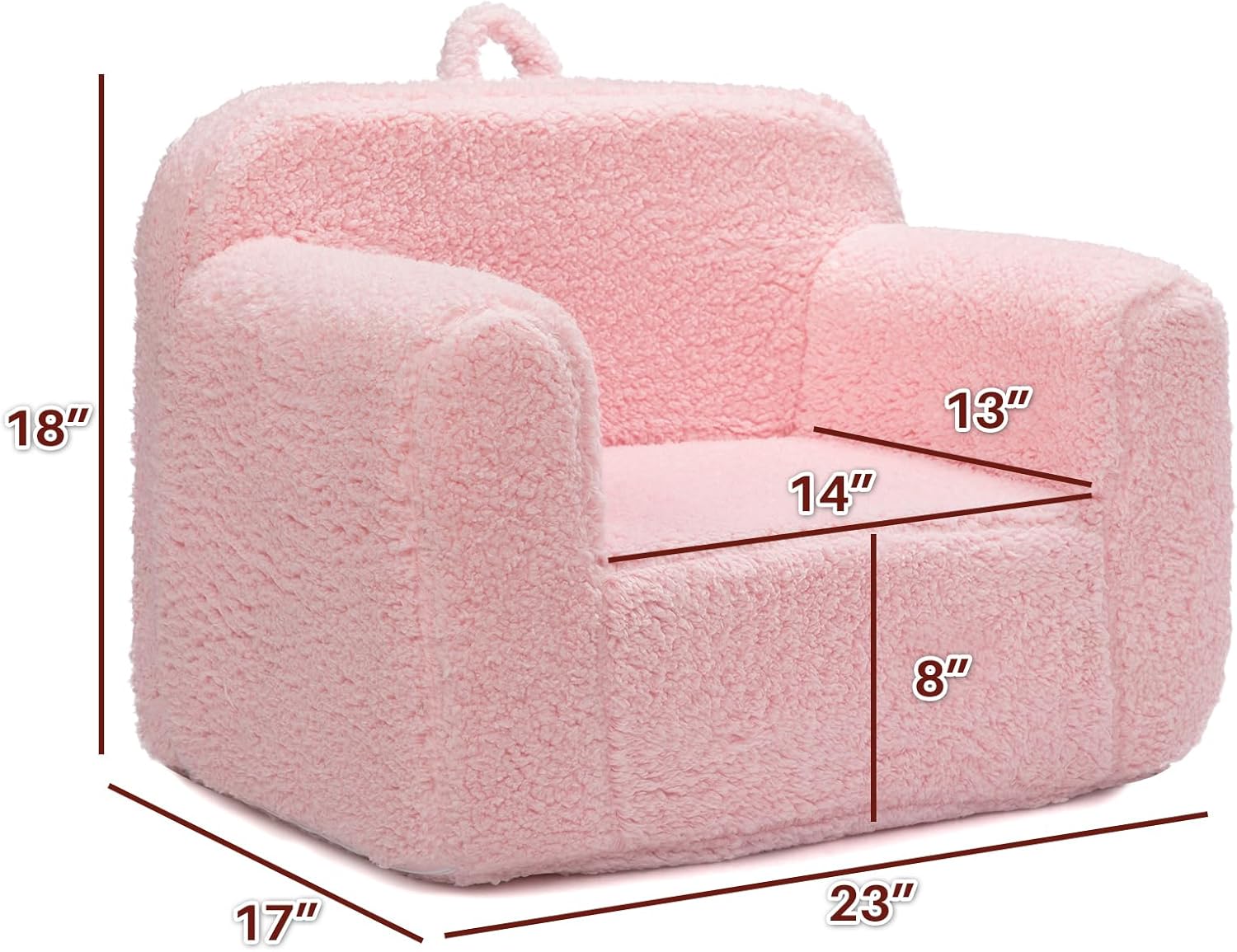 ALIMORDEN Kids Ultra-Soft Snuggle Foam Filled Chair, Toddler Cuddly Sherpa Reading Couch for Boys and Girls, Pink