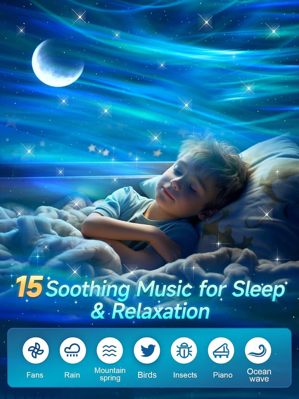 Northern Lights Projector,180 Lighting Modes Galaxy Projector for Bedroom,15 White Noise&Bluetooth Galaxy Projector for Bedroom,Remote+Timer Moon Star Projector Galaxy Light Projector,Christmas Gifts