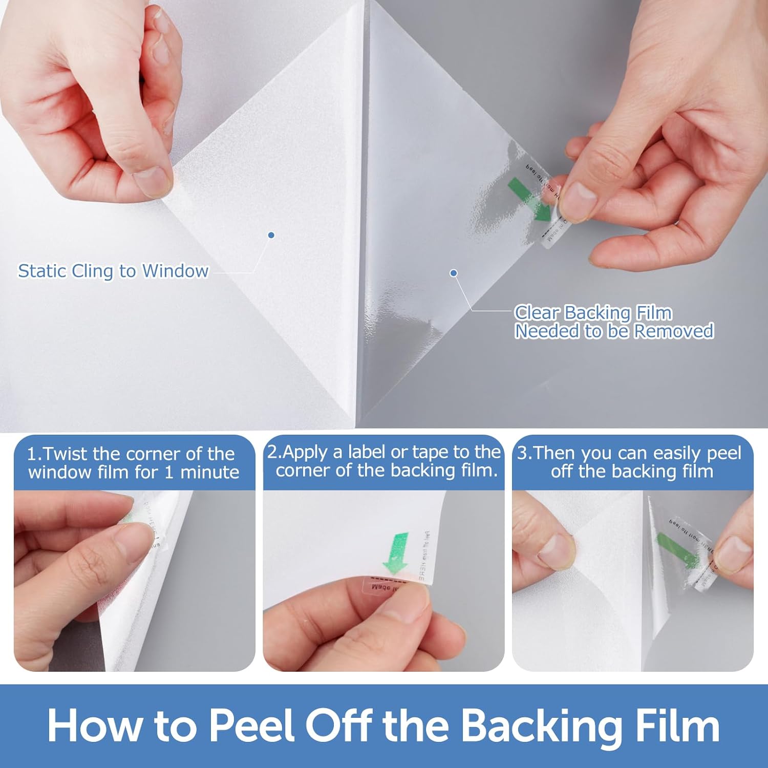 HIDBEA Frosted Window Privacy Film - Non Adhesive Static Cling Glass Stickers Sun UV Blocking Heat Control Door Covering Decals for Home Office(35.4 x 98.4 Inch, Frosted White)