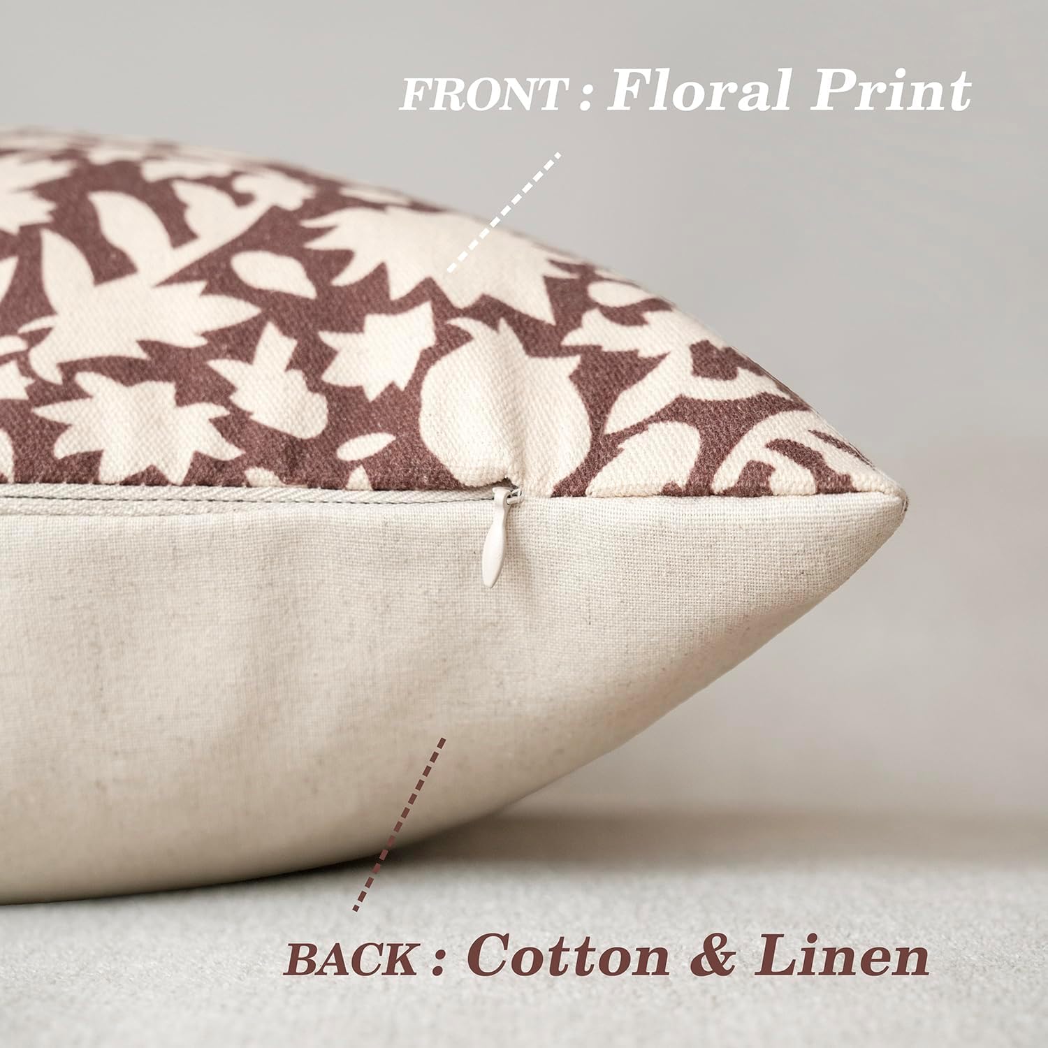 Foindtower Set of 2 Decorative Neutral Floral Throw Pillow Covers Accent Farmhouse Cushion Covers Boho Lumbar Pillowcase for Couch Sofa Bedroom Living Room Home Decor Outdoor,12×20 Inch,Wine Red