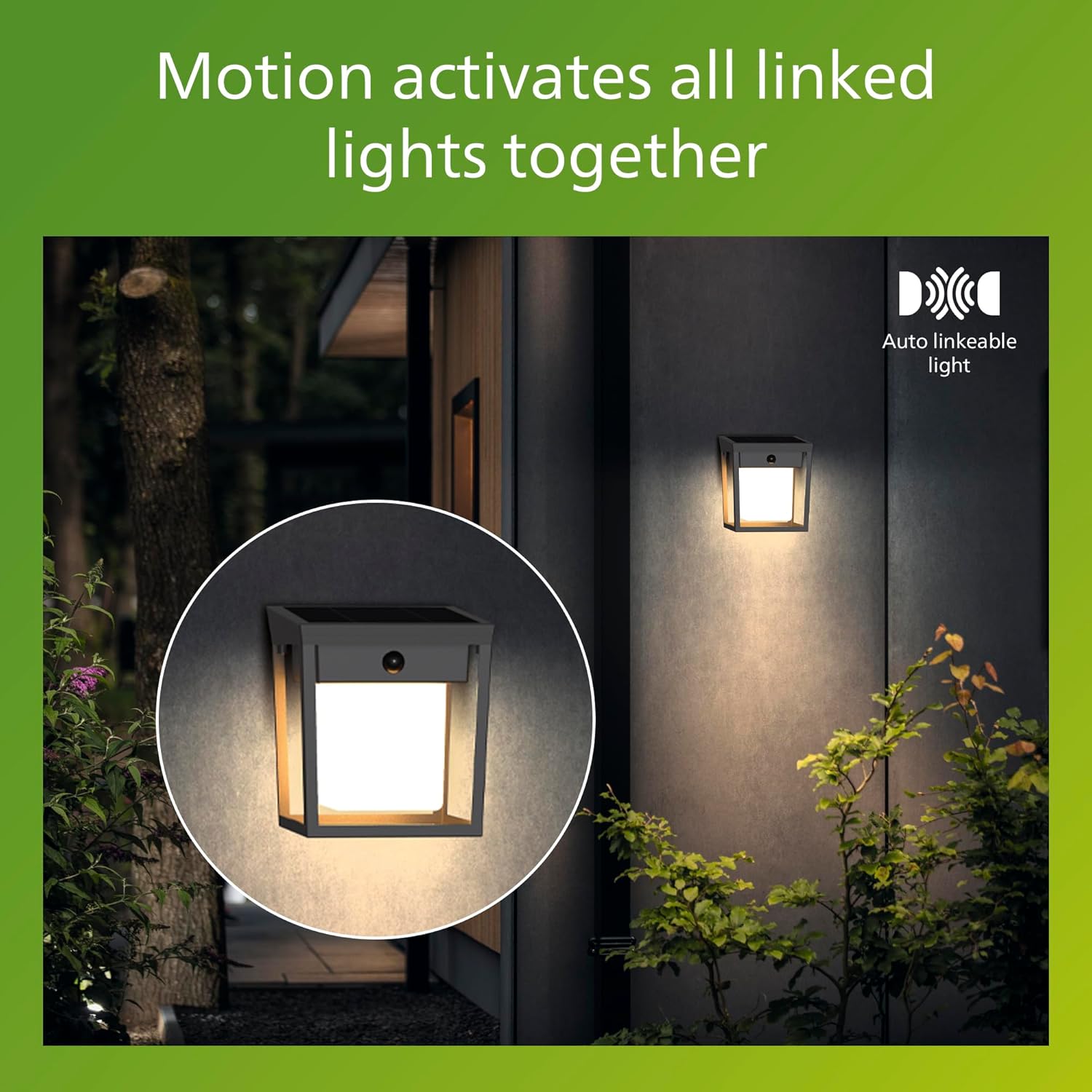 Philips Solar LED 1-Pack Ultra-Efficient Wall Lantern - Blaise, Dusk to Dawn, Automatically Linkable, Daylight and Motion Sensor, 3000K Bright White Light, IP44, Anthracite