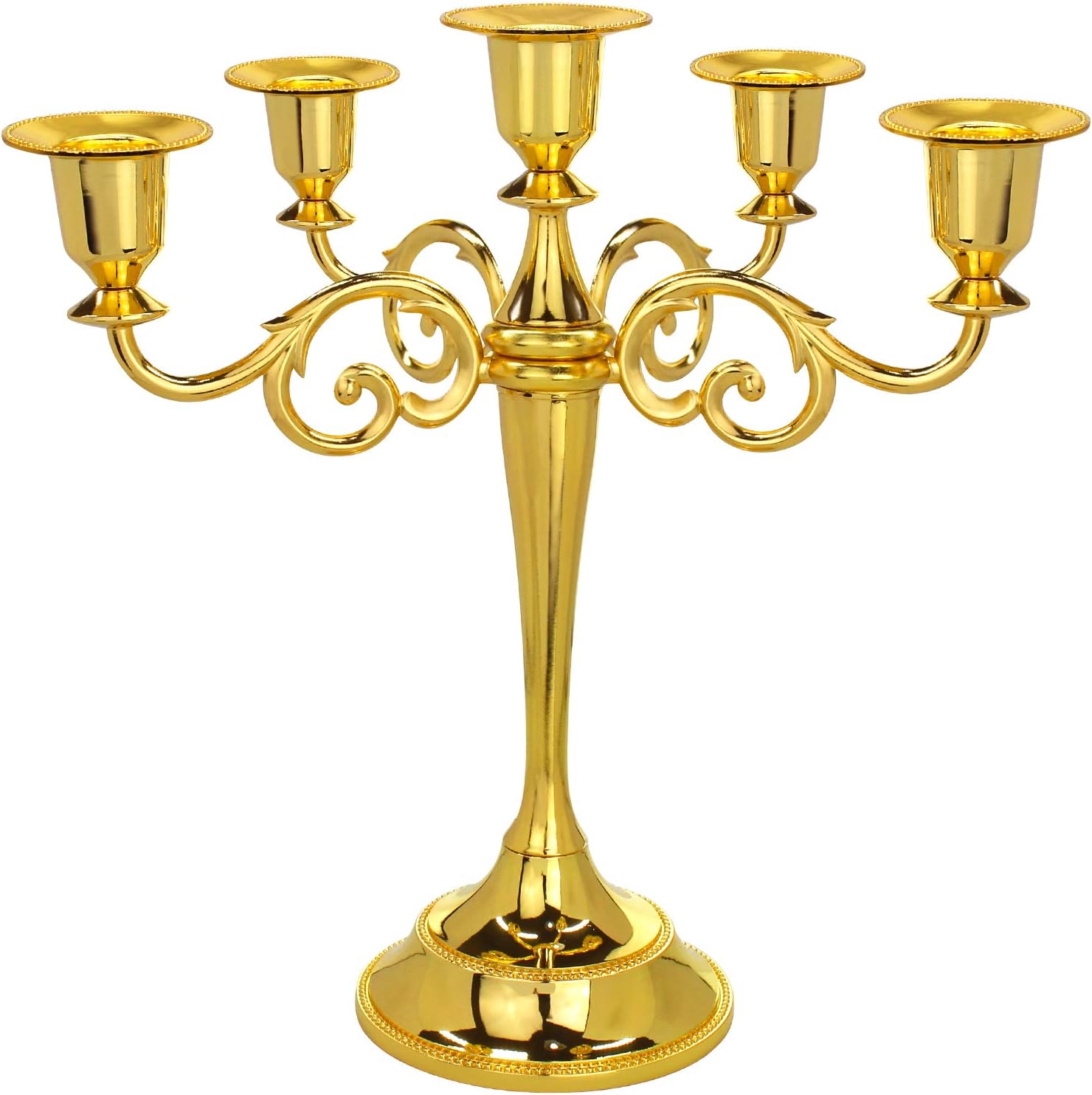 Metal Candelabra 5-Candle 10.1 Inch Tall Candle Holder Stick for Home Wedding Event and Party Festival,Gold