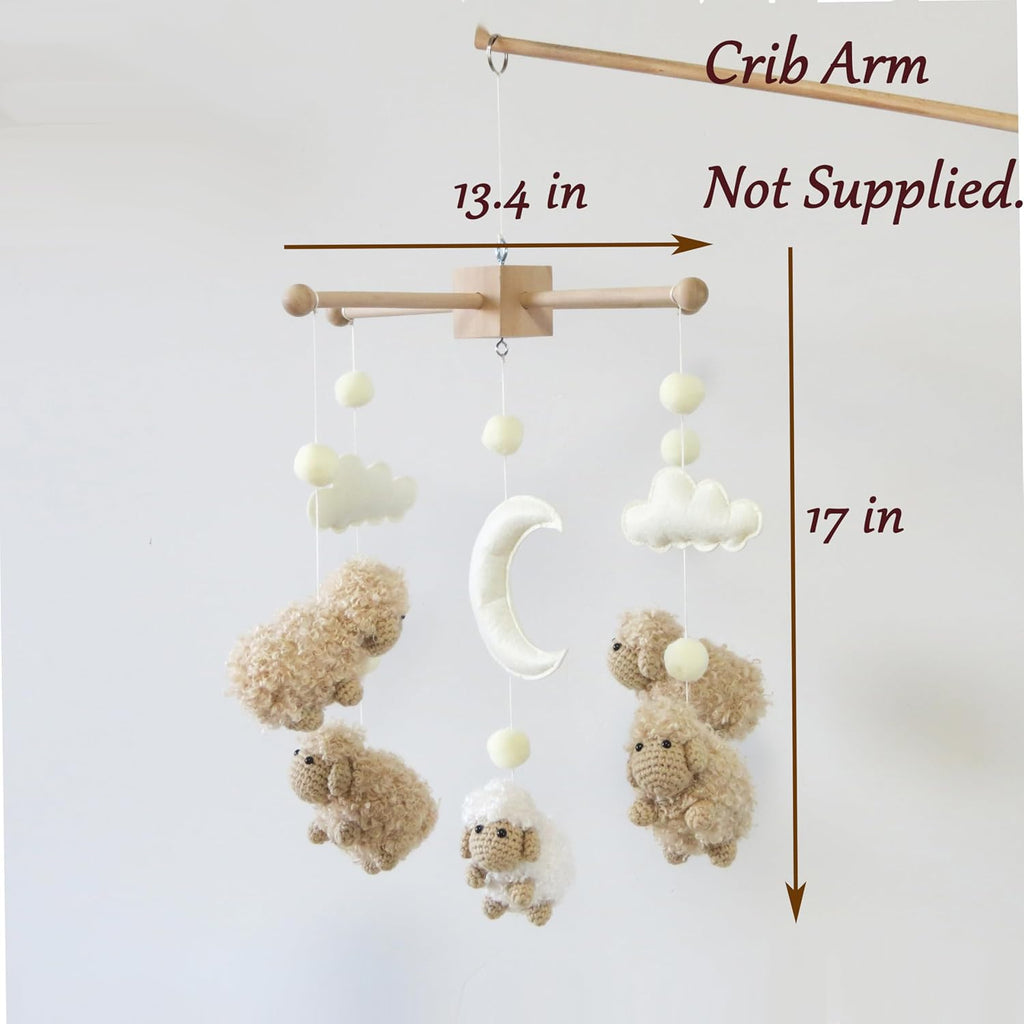 Sheep Crib Mobile Neutral Baby Mobile for Crib Sheep Baby Crib Mobile for Girls Boys Boho Nursery Baby Mobile for Bassinet