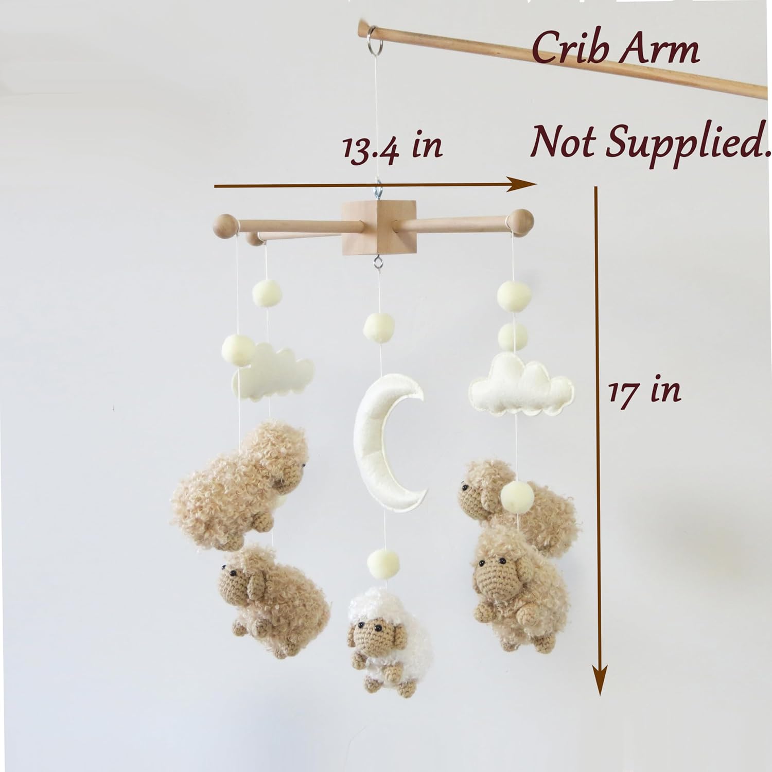 Sheep Crib Mobile Neutral Baby Mobile for Crib Sheep Baby Crib Mobile for Girls Boys Boho Nursery Baby Mobile for Bassinet