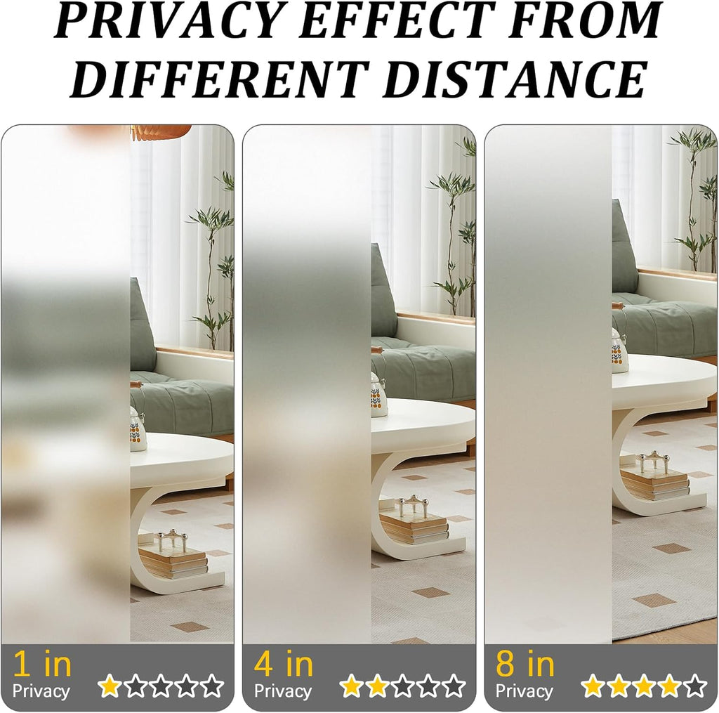 Window Privacy Film, Frosted Glass Static Cling Non-Adhesive Window Cover For Bathroom UV Sunlight Blocking Heat Control For Home Decorative Frosting Pure Matte White Size 17.5 x 157.4 Inches