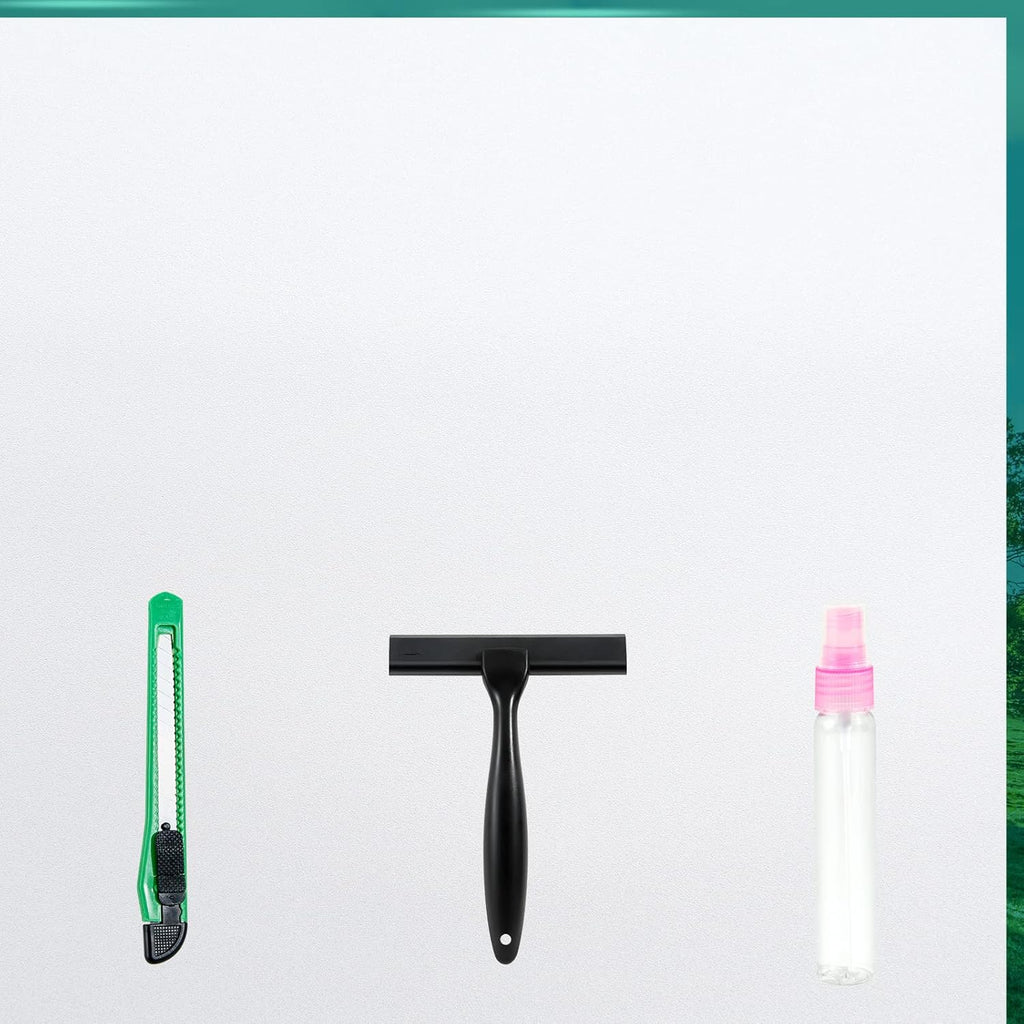 Frosted Glass Window Film with Tools,Reusable Window Privacy Film,Static Clings Window Film Kit for Home Bathroom and Office. (White, 35.4Inch×196.9Inch)