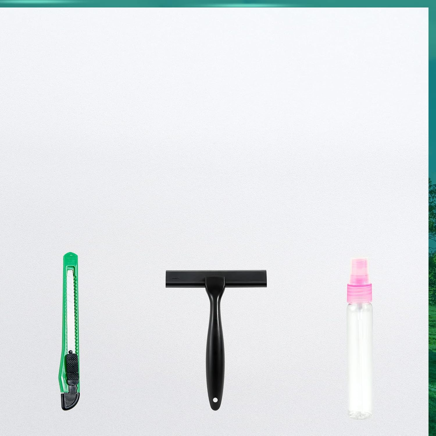 Frosted Glass Window Film with Tools,Reusable Window Privacy Film,Static Clings Window Film Kit for Home Bathroom and Office. (White, 35.4Inch×196.9Inch)