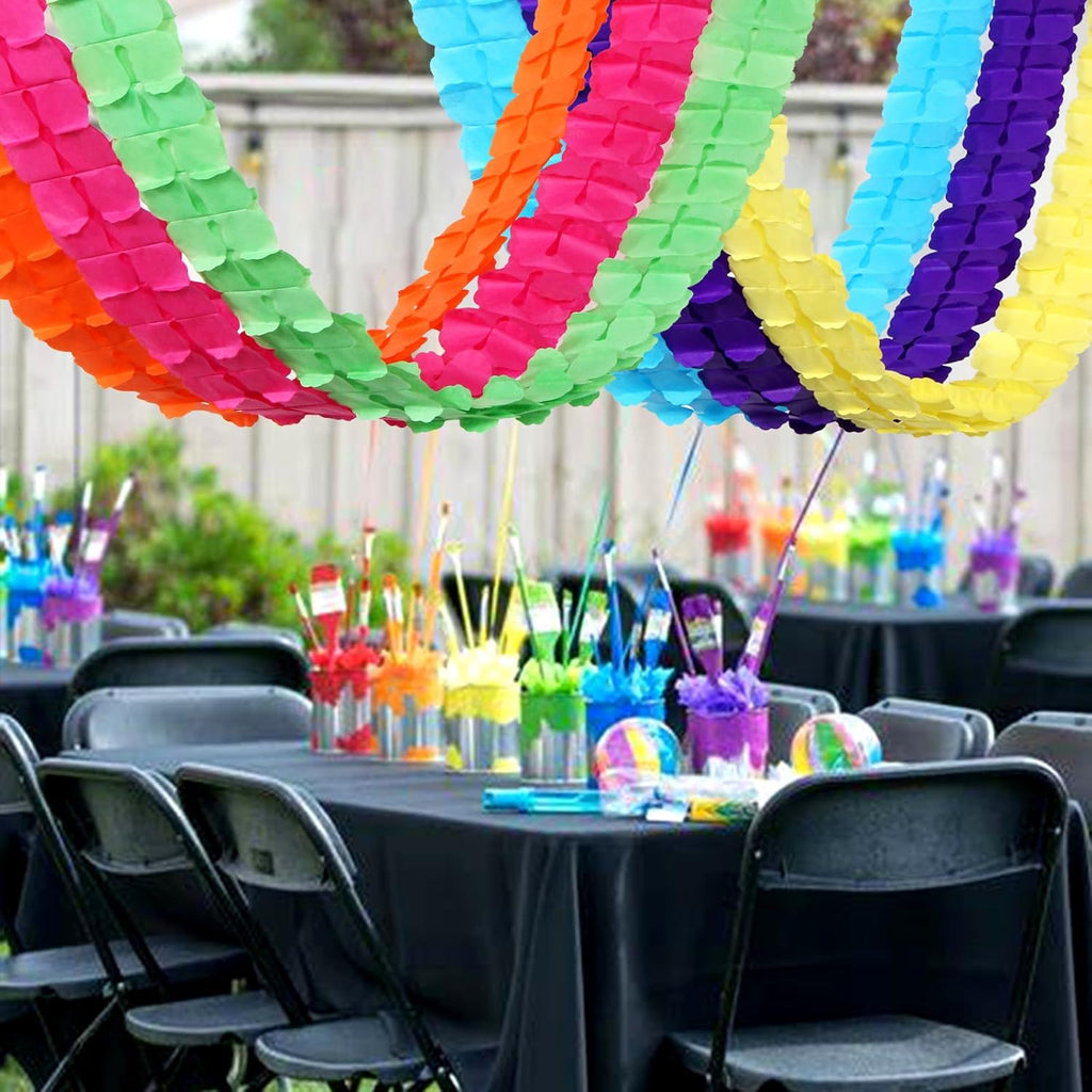 Rainbow Mexican-Theme Party-Decorations Streamers Garland - 157Ft Colorful Birthday Supplies Four-Leaf Clover Hanging Banner,Hot Pink Orange Green Yellow Purple Blue Summer Baby Shower Decor Hugtmr