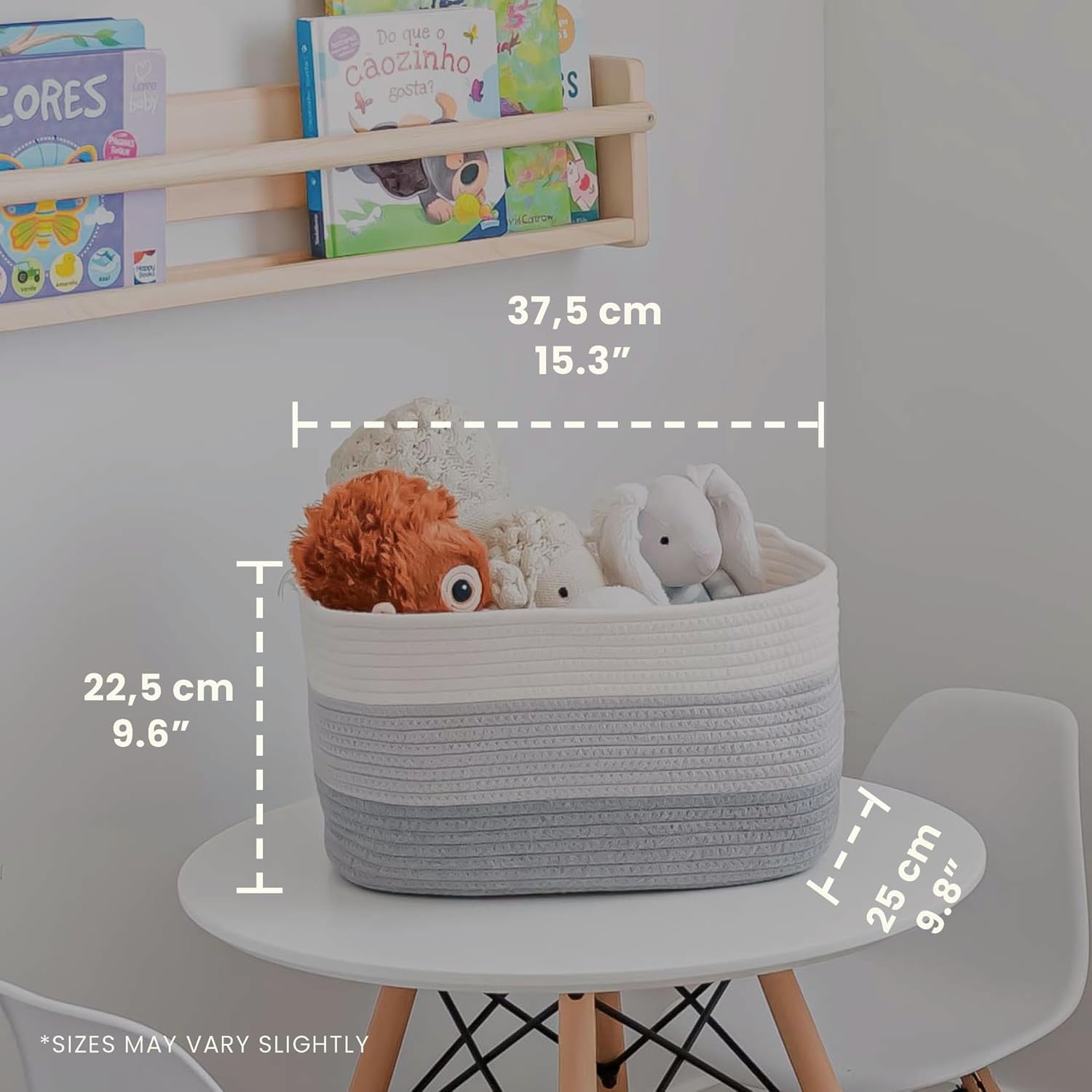 OrganiHaus Woven Storage Baskets for Organizing, Cotton Rope Organizer Bins for Shelves, Closet & Nursery, Dog Toy Basket, Decorative Bins for Toys, Towels & Books - 15x10x9, Grey