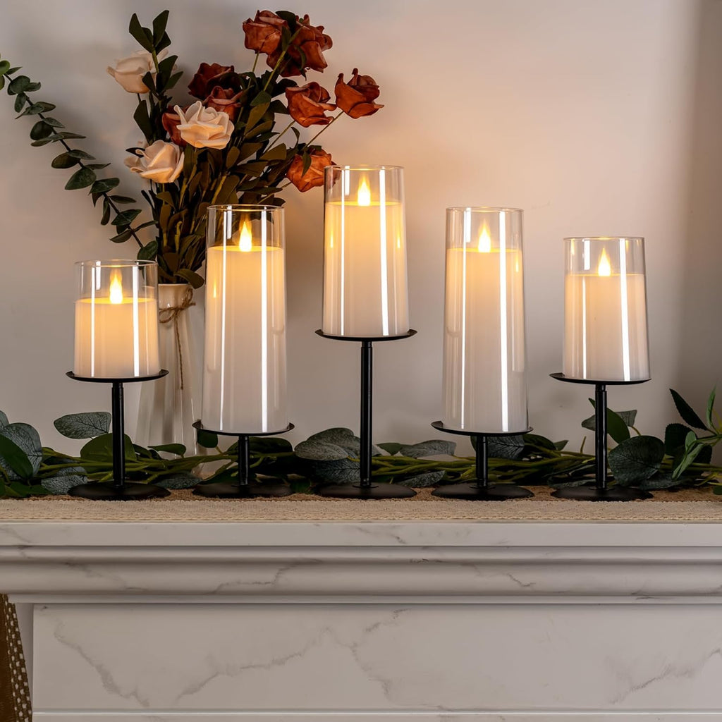 Homemory Holloween Candle Holders for Pillar Candles Set of 5 (Black)