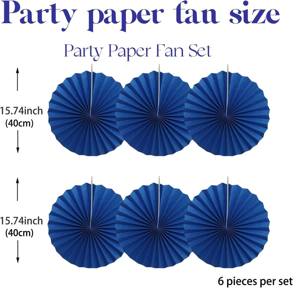 BARTHEW Blue Birthday Decorations,DIY Blue Paper Fans Hanging Decoration ,Party Decorations for Adults 16in, Royal Blue Birthday Decorations,Baby Shower Decorations 30 Color DIY Set (Navy Blue)