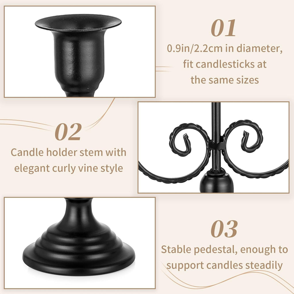 Sziqiqi Halloween Candle Holder Candelabra - Black Candle Stick Holders Pack of 2 Decorative Candleholders for Christmas Decoration