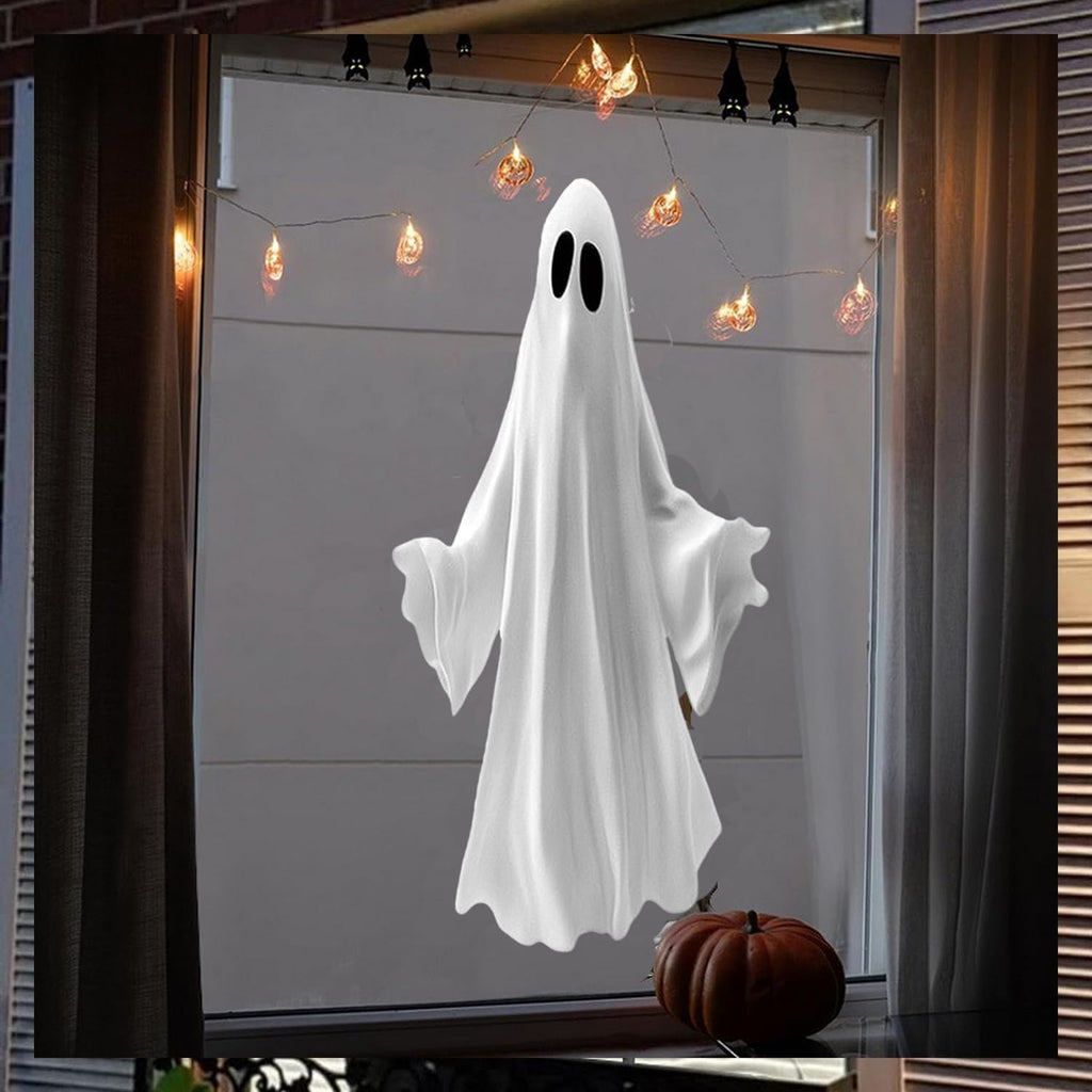 Halloween Window Clings for Glass 1 Sheets Ghost Window Decals Spooky Window Stickers Reusable Windows Cling for Halloween Fall Party Supplies Home School Office Glass Decorations