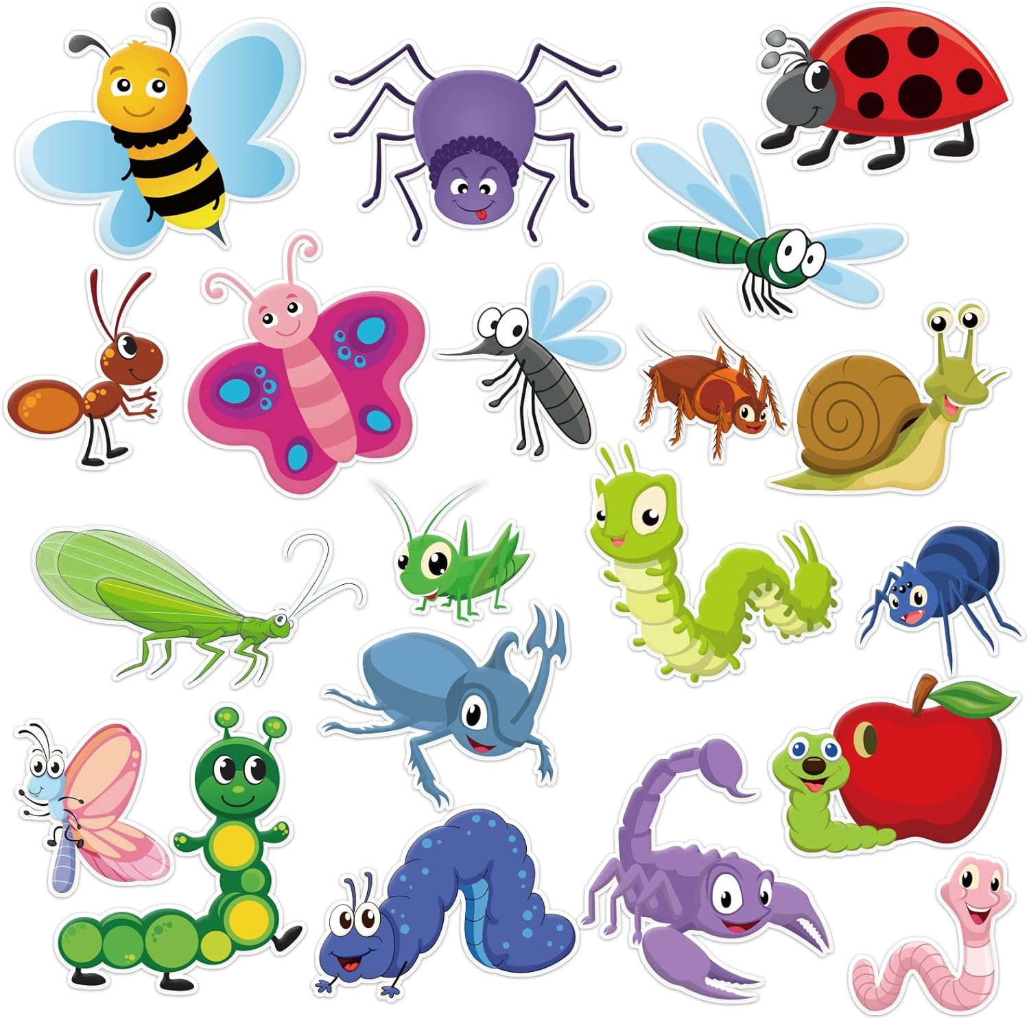 20 PCS Insect Thick Gel Clings Spring Summer Insect Window Gel Clings Decals Stickers for Kids Toddlers and Adults Home Airplane Classroom Nursery Winter Insects Animals Party Supplies Decorations