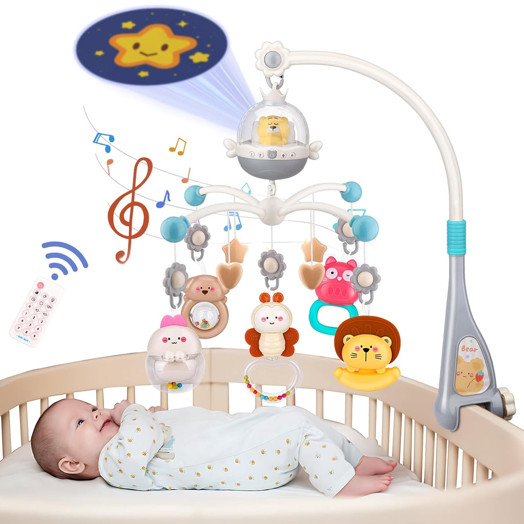 nicknack Baby Crib Mobile with Music and Light, Musical Nursery Mobile for Infants Newborn Gift 0-12 Months, Babies Bassinet Mobile with Remote Control