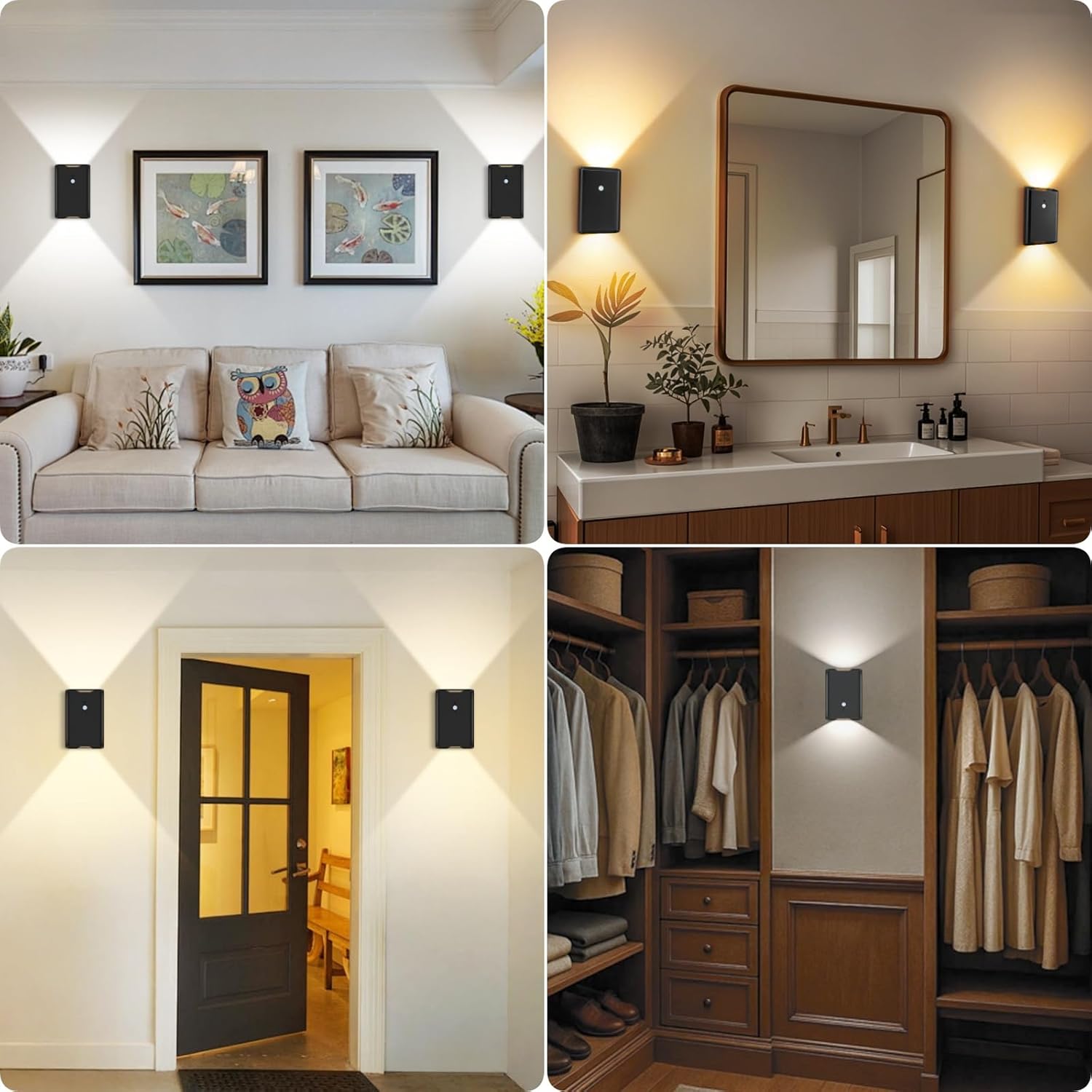 Eneru Rechargeable Motion Sensor Night Light: 5000mAh Black Battery Operated Wall Sconce with Remote Control, 3 Colors Wireless Stair Lights Indoor, Magnetic LED Night Lamp for Bedroom Hallway Closet