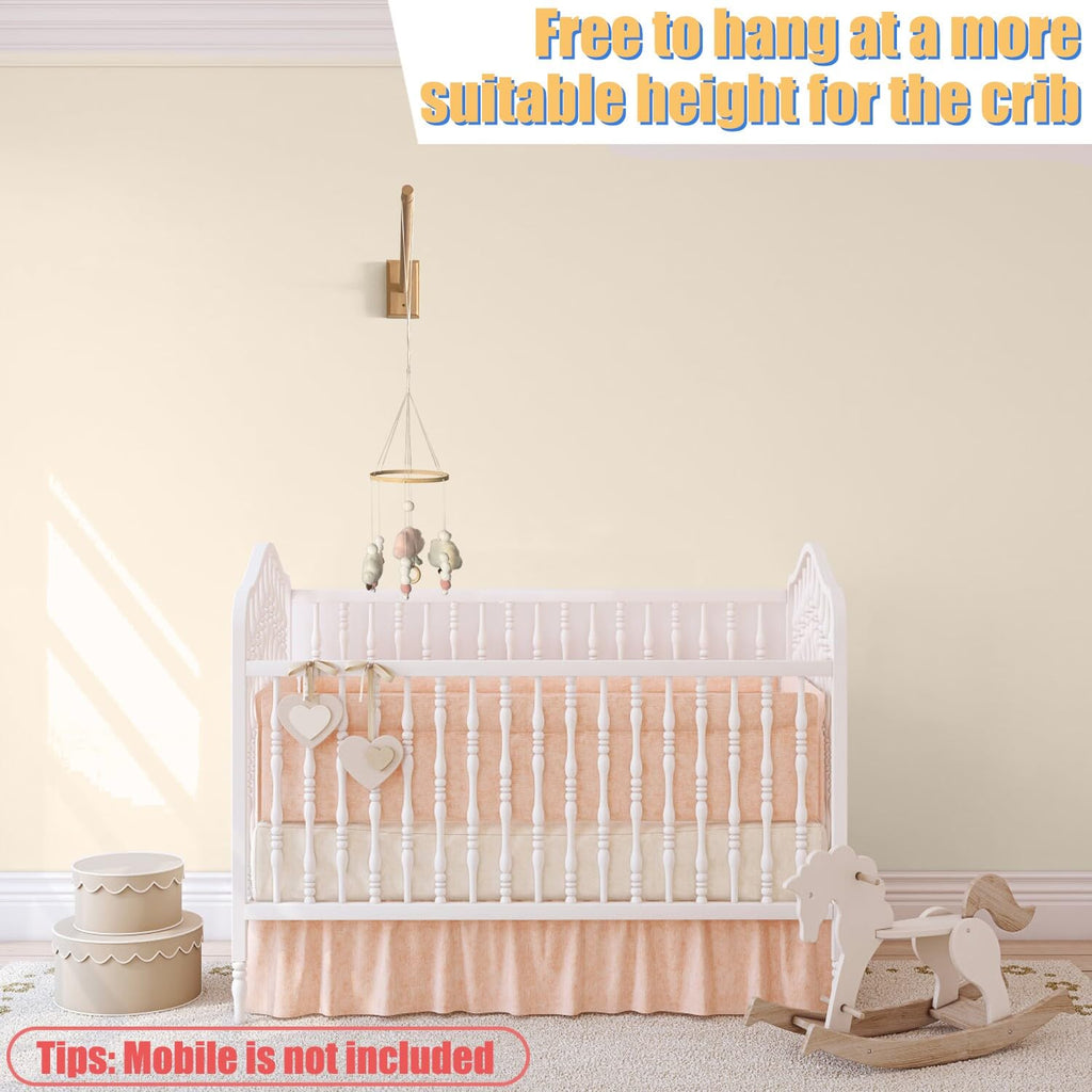 Crib Mobile Wooden Arm, Wall Mounted Suitable for All Cribs 100% Natural Larch Hanger Nusery Decor Baby Room Safe Holder(Mobile is not Included (Original Wood Color)