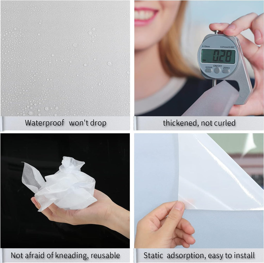 Frosted Glass Window Film with Tools,Reusable Window Privacy Film,Static Clings Window Film Kit for Home Bathroom and Office. (Pure, 17.5Inch×196.9Inch)