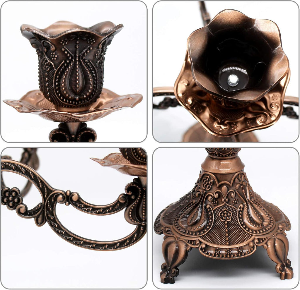 Metal Candelabra 5-Candle 10.1 Inch Tall Candle Holder Stick for Home Wedding Event and Party Festival,Red Bronze