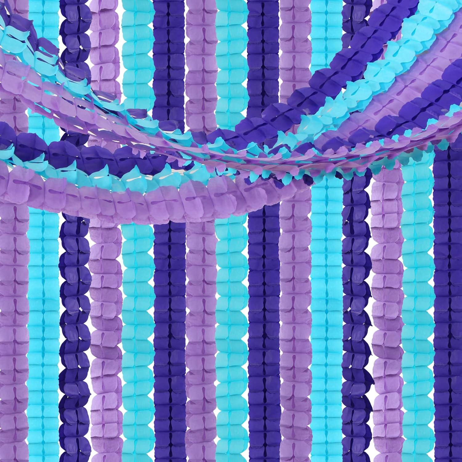 Purple-Blue Mermaid Party-Decorations Garland Streamers - 12pcs Girls Birthday Baby Shower 4-Leaf Clover Paper Streamer,Little Mermaid Theme Under The Sea Backdrop Banners Decor Ouruola