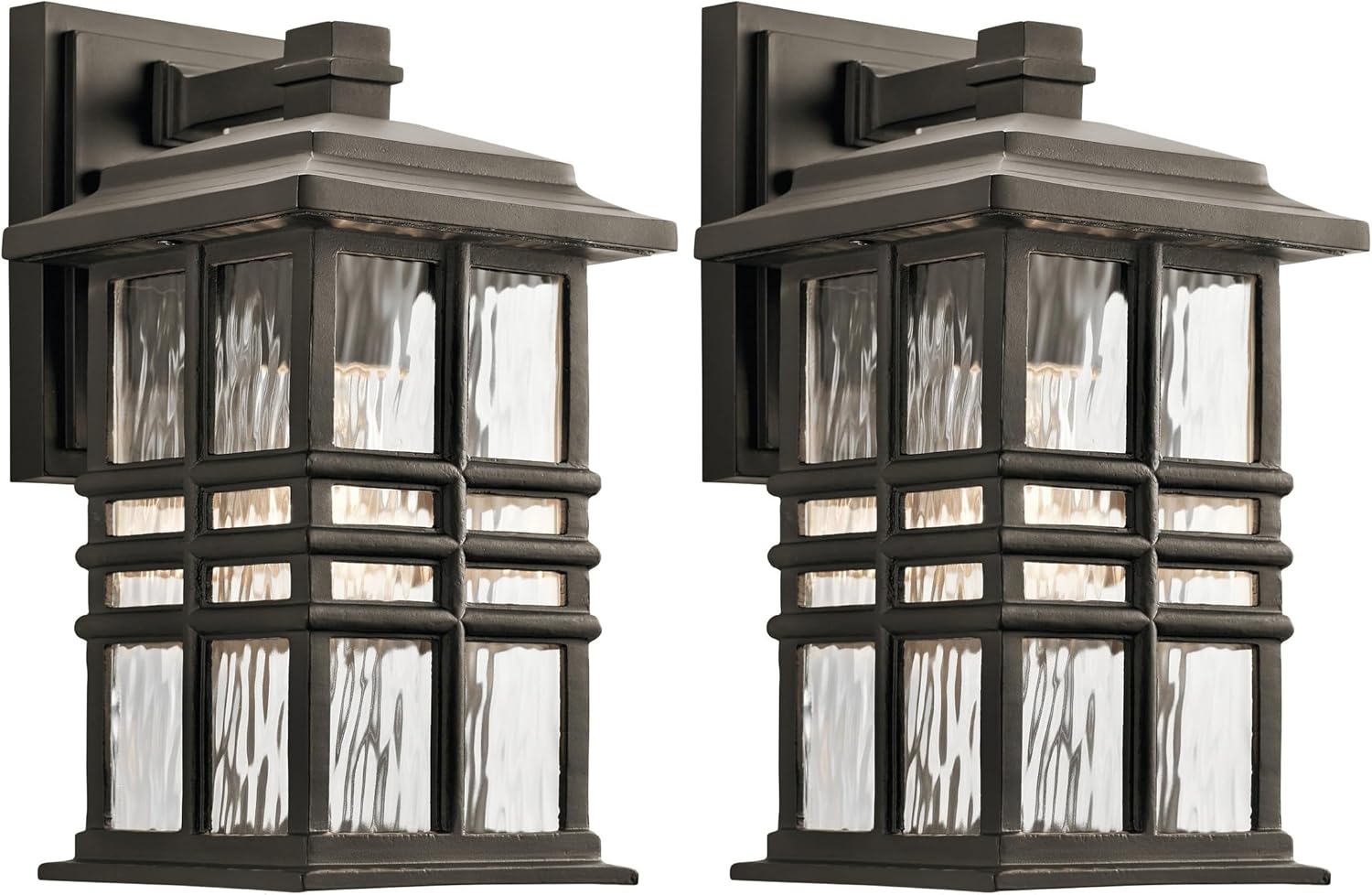Beacon Square 12" 1 Light Outdoor Wall Light with Clear Hammered Glass in Olde Bronze® (Pack of 2)