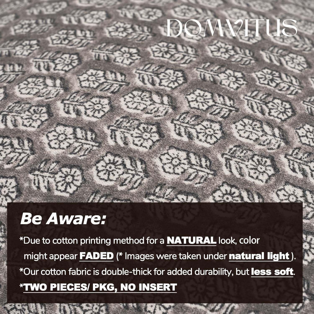 DOMVITUS Floral Pillow Covers Set of 2, 24x24 Pillow Covers, Floral Print Neutral Accent Decorative Pillow Covers for Living Room, Bed, Light Taupe