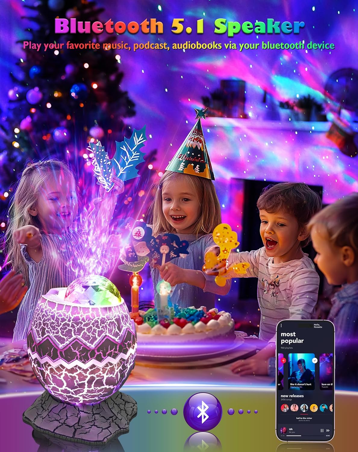 Rossetta Galaxy Projector, Star Projector Galaxy Light Projector for Bedroom, APP Control Projector Bluetooth Speaker and White Noise, Night Light for Kids Adults Home Theater, Ceiling, Room Decor