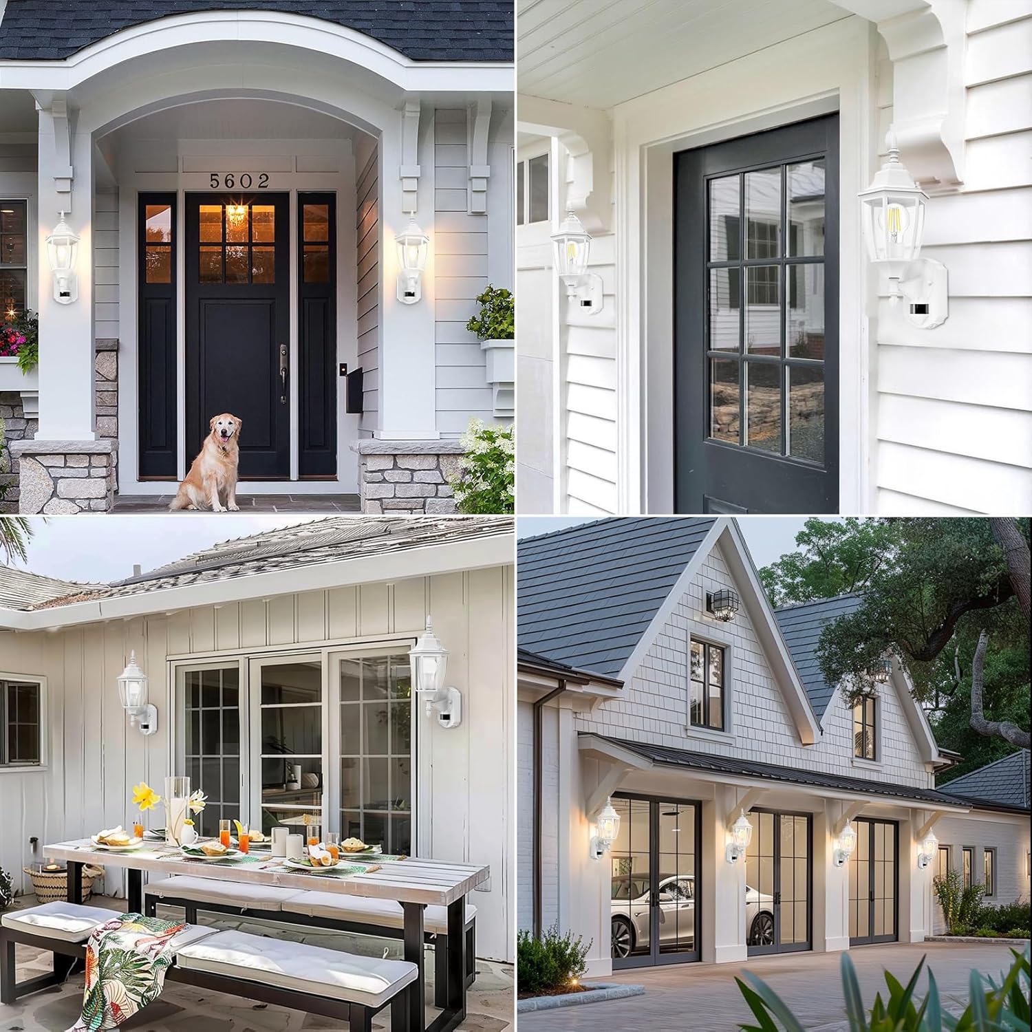 Lamomo Outdoor Wall Sconce, Dusk to Dawn Motion Sensor Light Fixtures, Exterior Aluminum Waterproof White Porch Lights for Patio Front Door Garage (1 Pack)