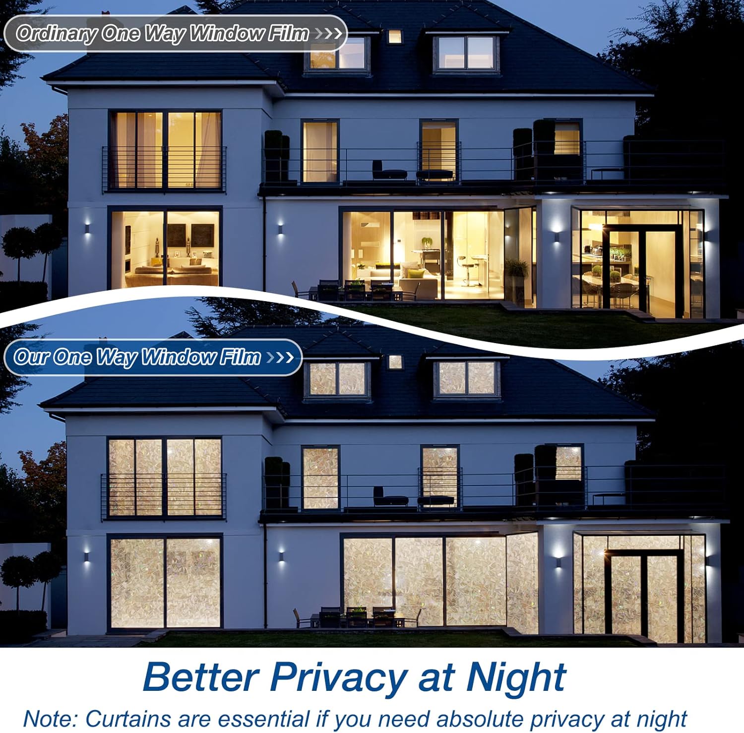 DOWELL One Way Window Film Daytime Privacy, Static Cling Window Tinting Film for Home, Decorative Stained Glass Stickers Heat Control Door Decal Clings, Grayish Silver, 23.6x118 inches