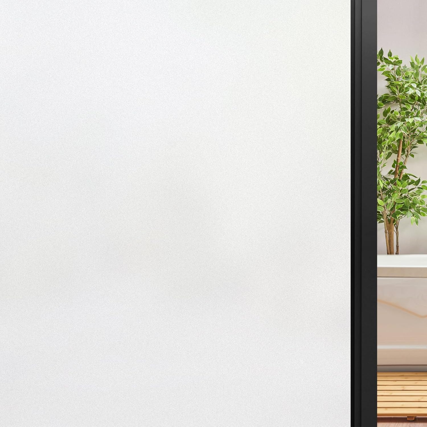 DOWELL Window Privacy Film, Frosted Glass Window Film, Static Cling Non-Adhesive Glass Clings, Sun Blocking Opaque Door Coverings, Reusable Door Sticker for Bathroom Home Office, White, 17.5" x 118.1"