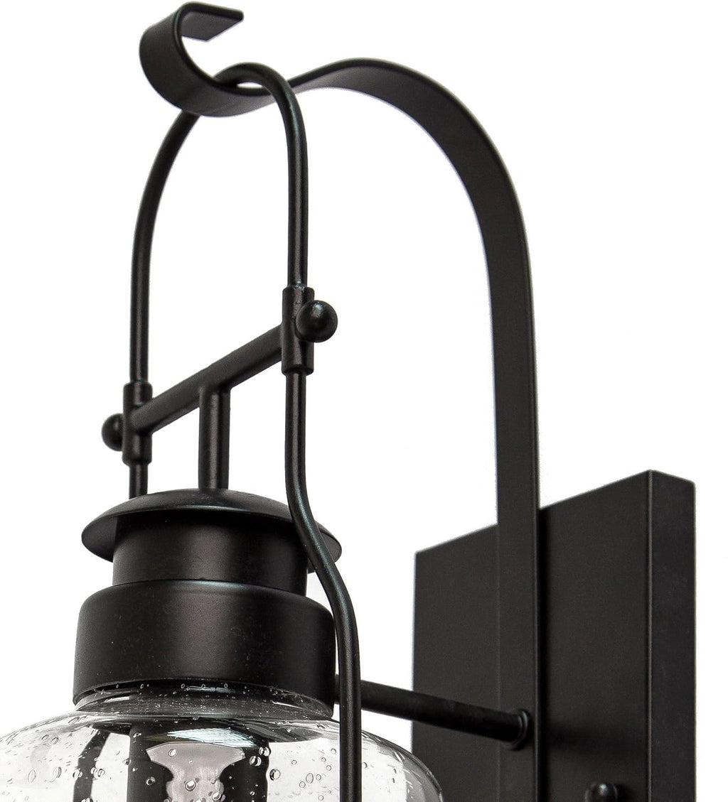 Muskoka Lifestyle Products Rustic Wall Light Lantern with Retro Industrial loft Lantern Look in Rubbed Bronze Powder Coat Finish with Milk Pioneer jug Glass
