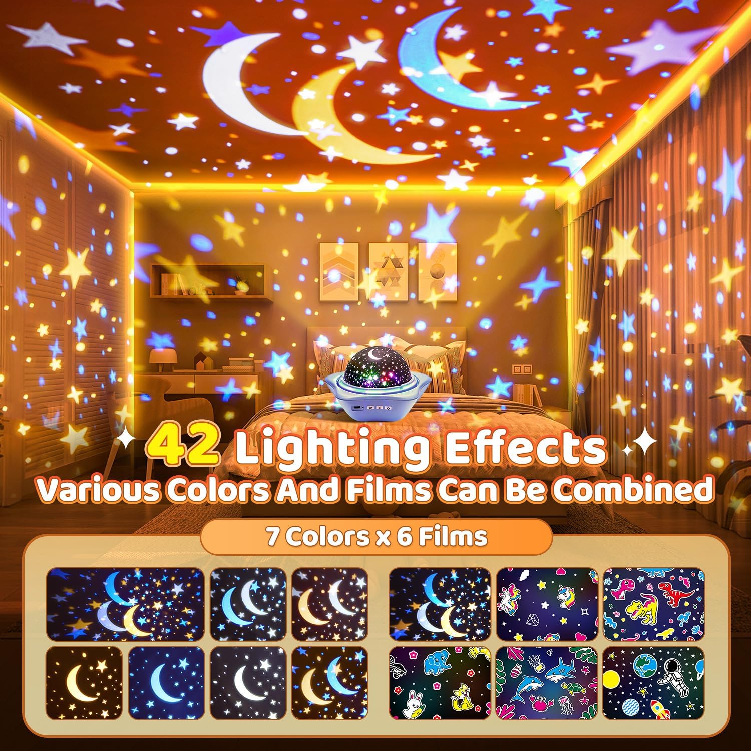 Night Light for Kids Night Light Projector, Baby Night Lights for Bedroom, Star Projector Galaxy Light Star Lights for Bedroom, Glow in The Dark Stars for Ceiling, Baby Sensory Toys, Kids Room Decor