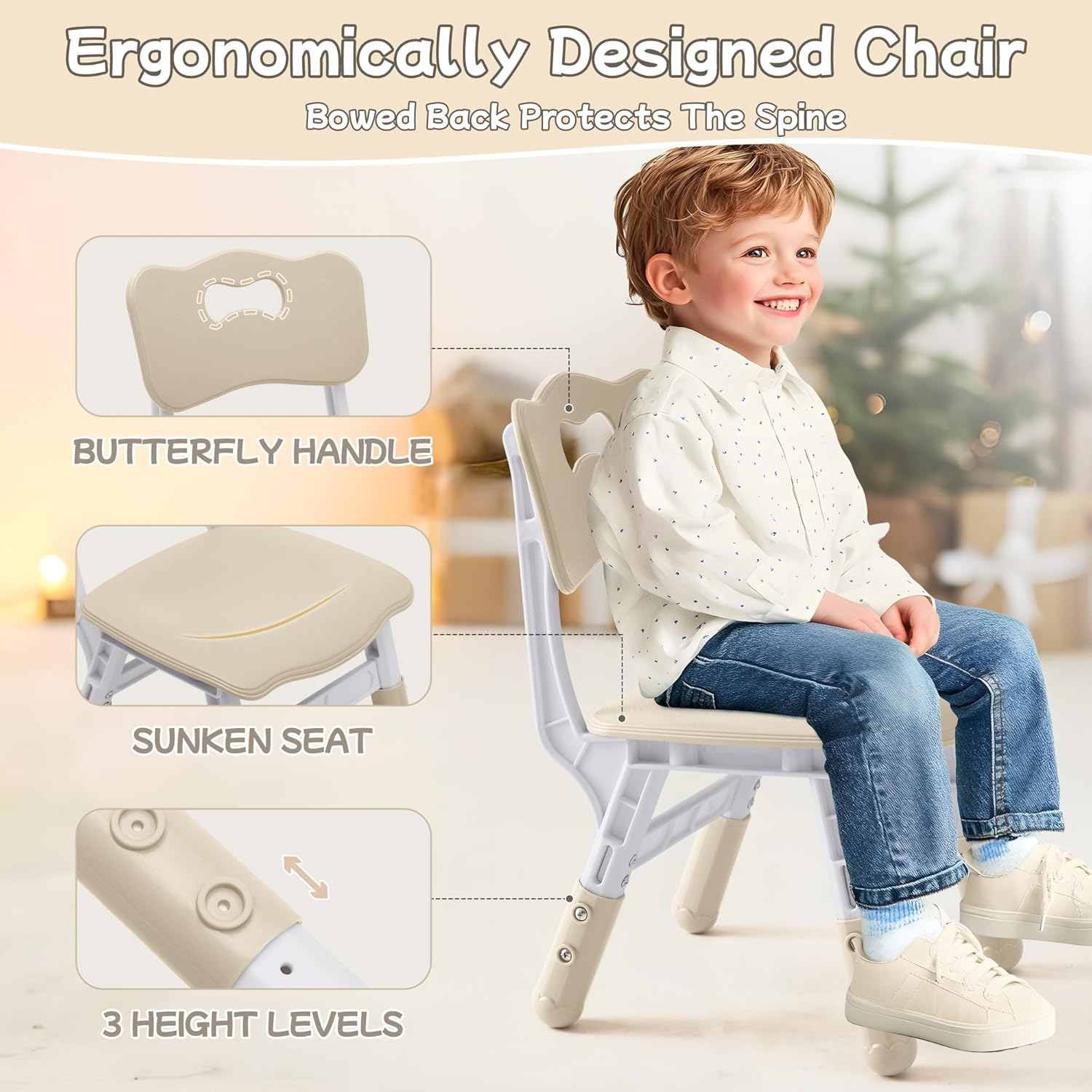 Toddler Table and Chair Set, Height Adjustable-Upgrade Kids Table and 2 Chairs for Ages 3-8, Multi-Activity Toddler Play Table with Graffiti Desktop for Home/Daycare/Classroom