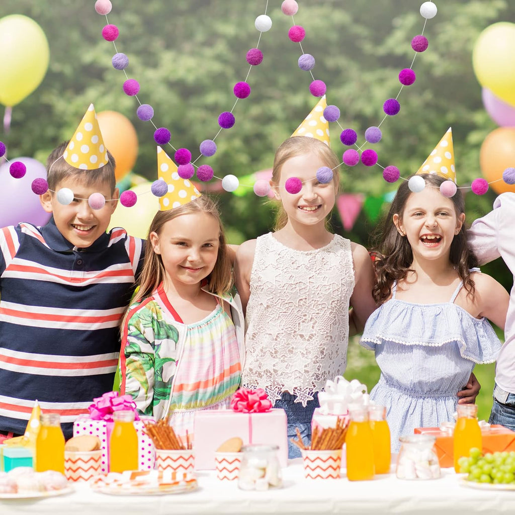 Felt Ball Garland Misscrafts 9.8 Feet 100% Wool Roving Pom Pom Garland 20mm Colorful for Baby Shower Grand Opening Party Festivals Room Decorations