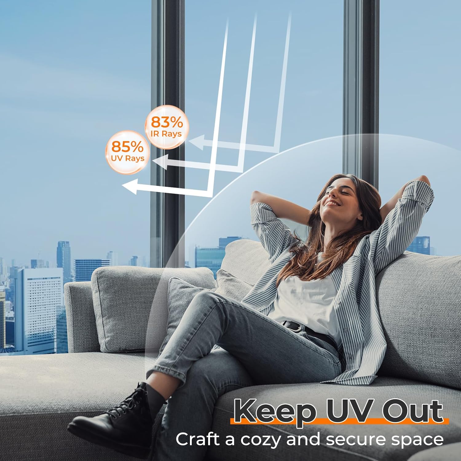 DOWELL Window Privacy Film, One Way Window Tint for Home, Static Cling Anti UV Sun Blocking Reflective Mirror Film, Heat Control See Out Not in Glass Tinting, Silver, 23.6" x 118"