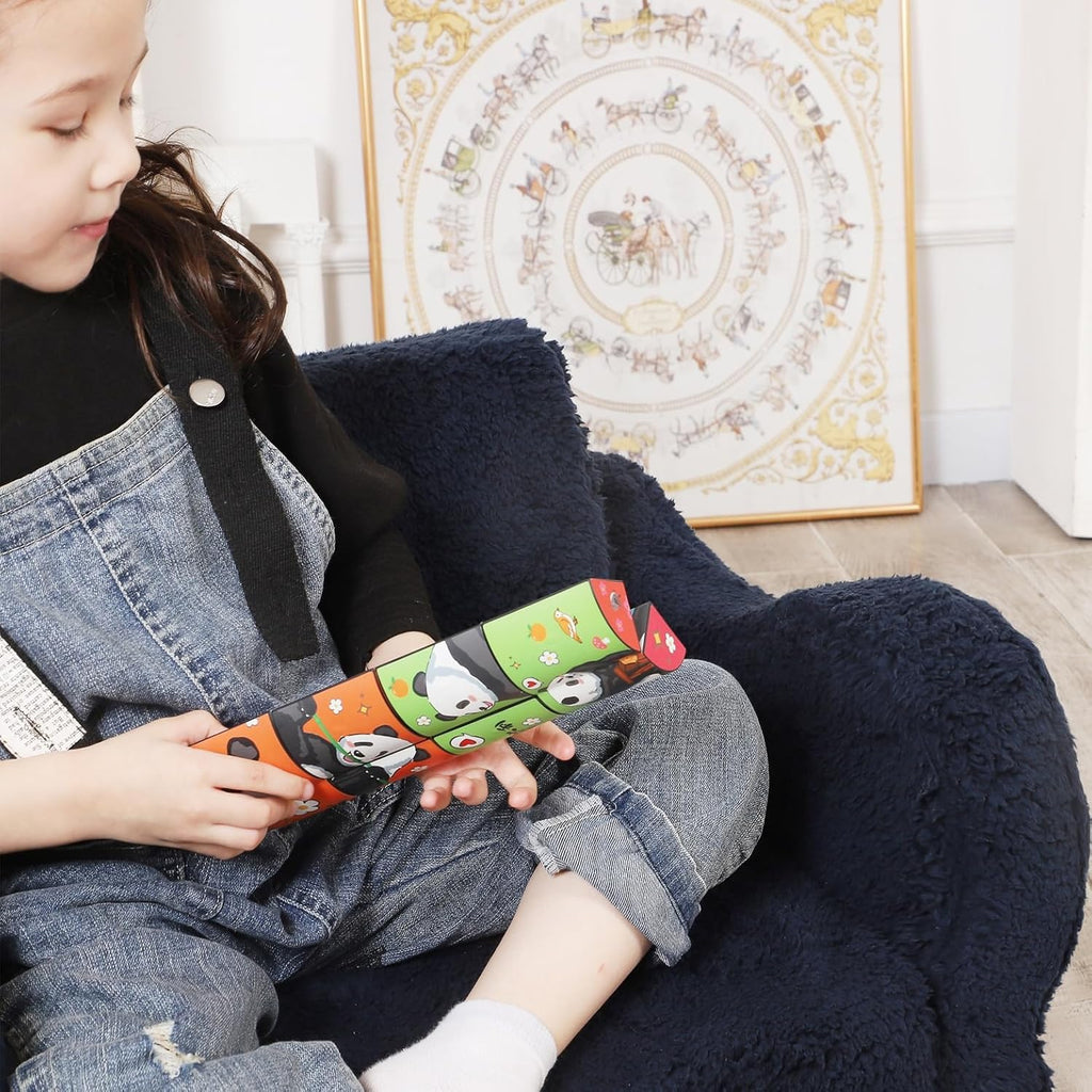 Kids Chairs for Toddler, 2-in-1 Toddler Soft Sherpa Couch Fold Out, Convertible Sofa to Lounger for Girls and Boys, Dark Blue