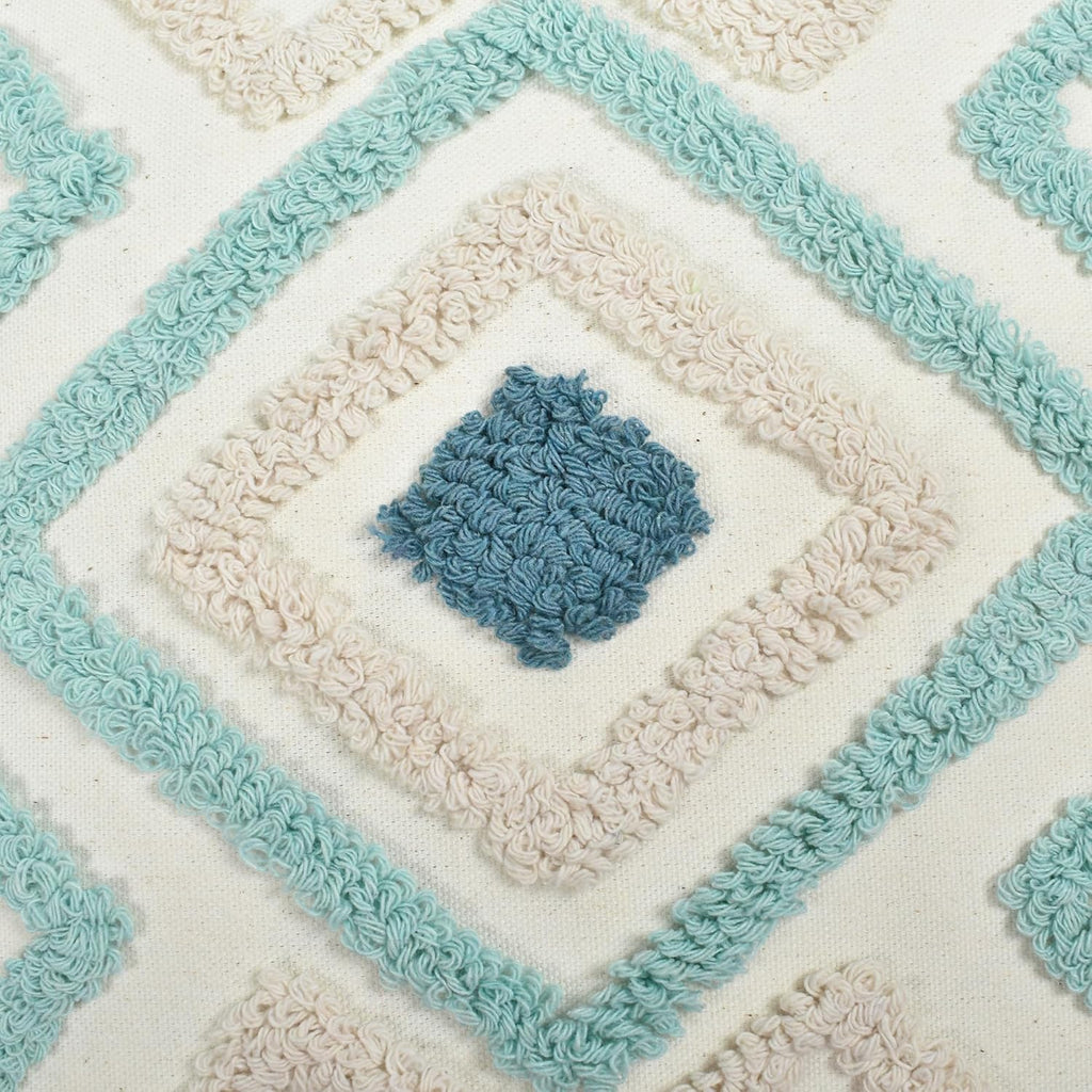 Boho Pillow Covers 18X18 Inch Boho Tufted Throw Pillow Covers Decorative Tassels Cushion Cover Farmhouse Pillow Case for Couch Sofa Bed Living Room Bedroom, Teal