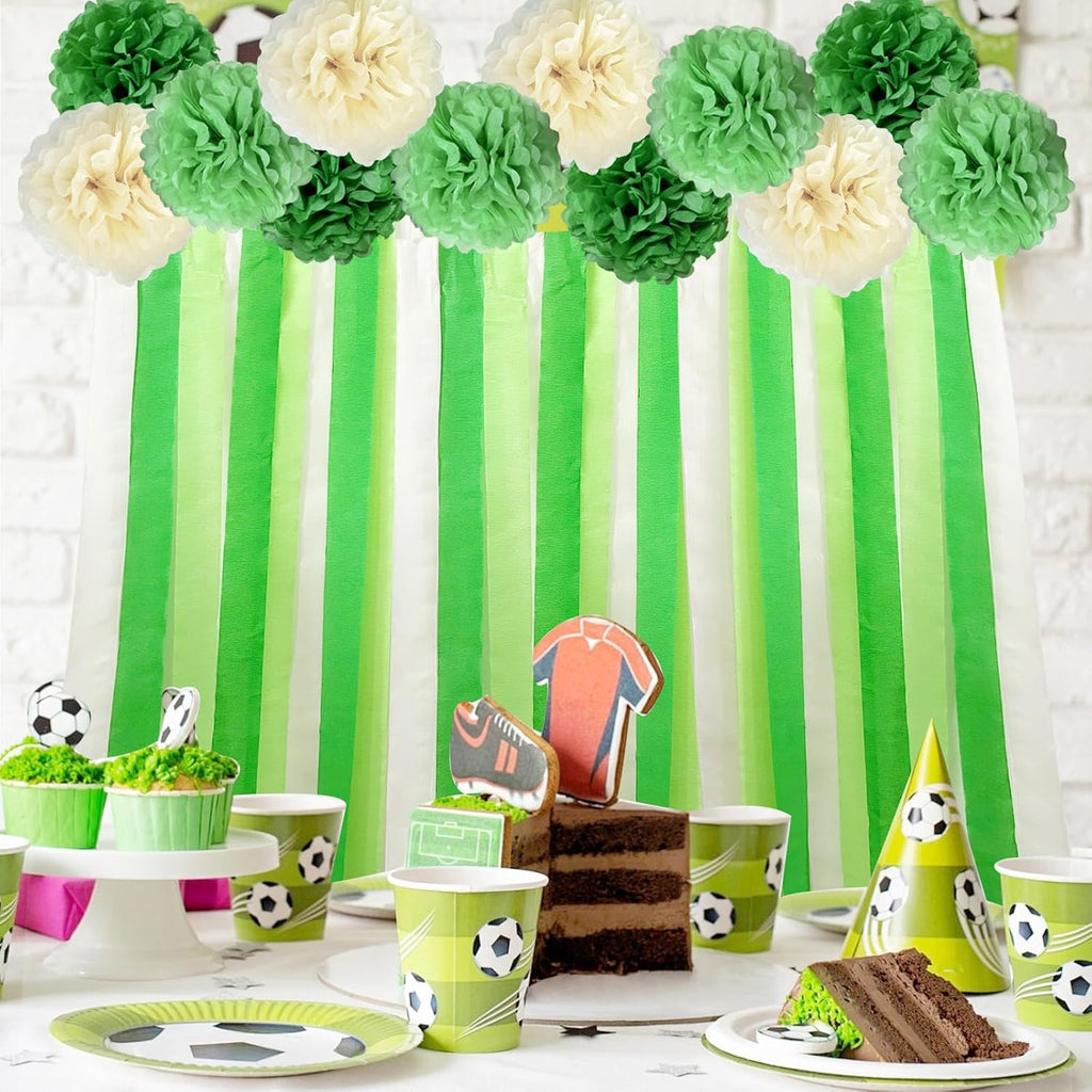 Sage Green Party Streamers Decorations Paper Pom Poms for Birthdays, Bridal or Baby Showers,Engagement, Boho Wedding, Greenery Party Decor