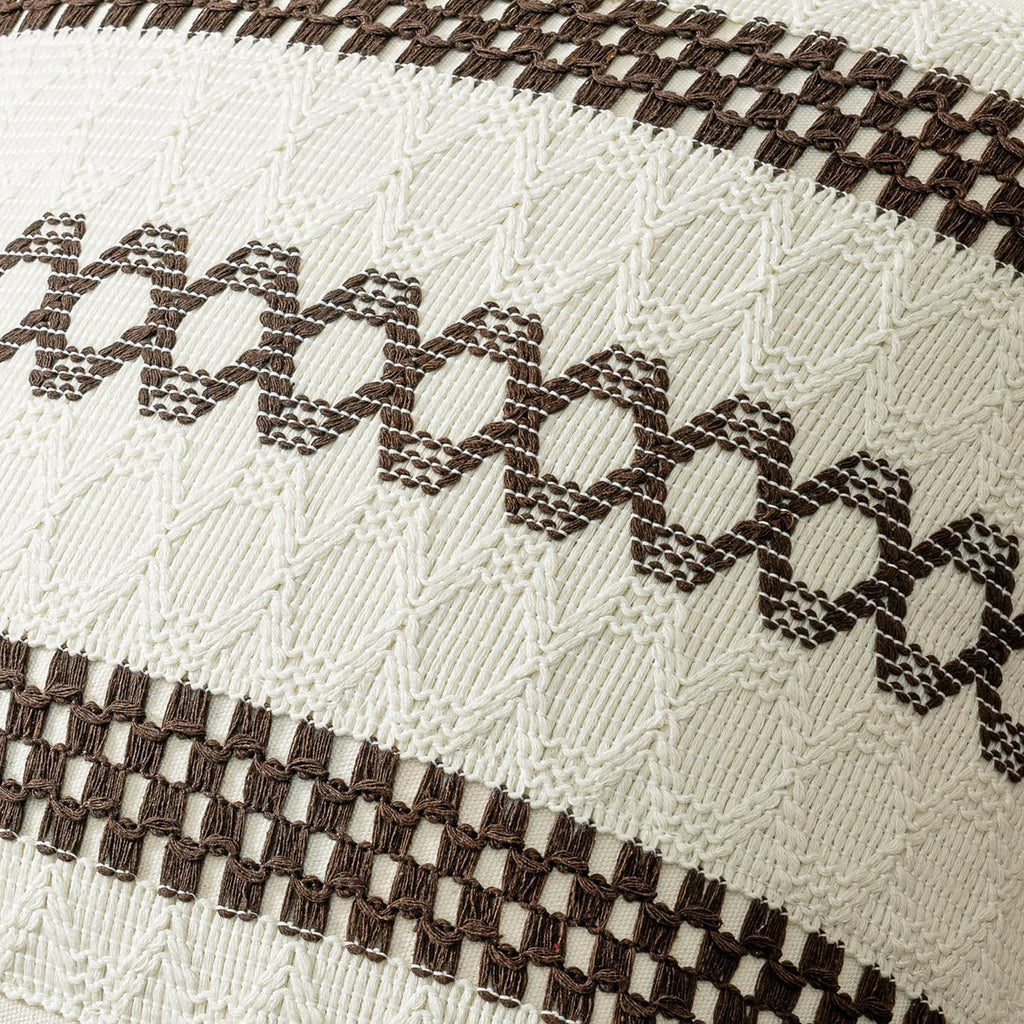 MIULEE Set of 2 Dark Brown Boho Decorative Pillow Covers 20x20 Inch Farmhouse Rustic Couch Throw Pillows Modern Spring Cotton Cushion Covers Retro Cute Macrame Woven Home Decor for Bed Sofa Chair