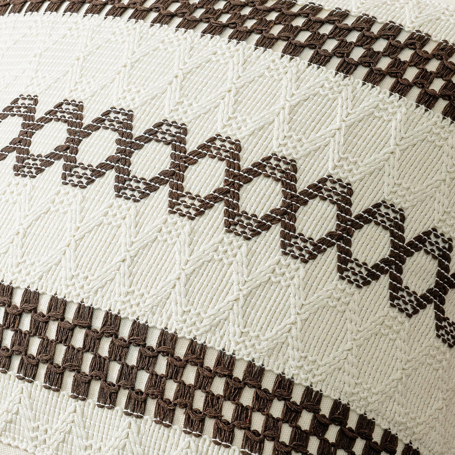 MIULEE Set of 2 Dark Brown Boho Decorative Lumbar Pillow Covers 12x20 Inch Farmhouse Rustic Couch Throw Pillows Modern Cotton Cushion Covers Retro Cute Macrame Woven Home Decor for Bed Sofa Chair